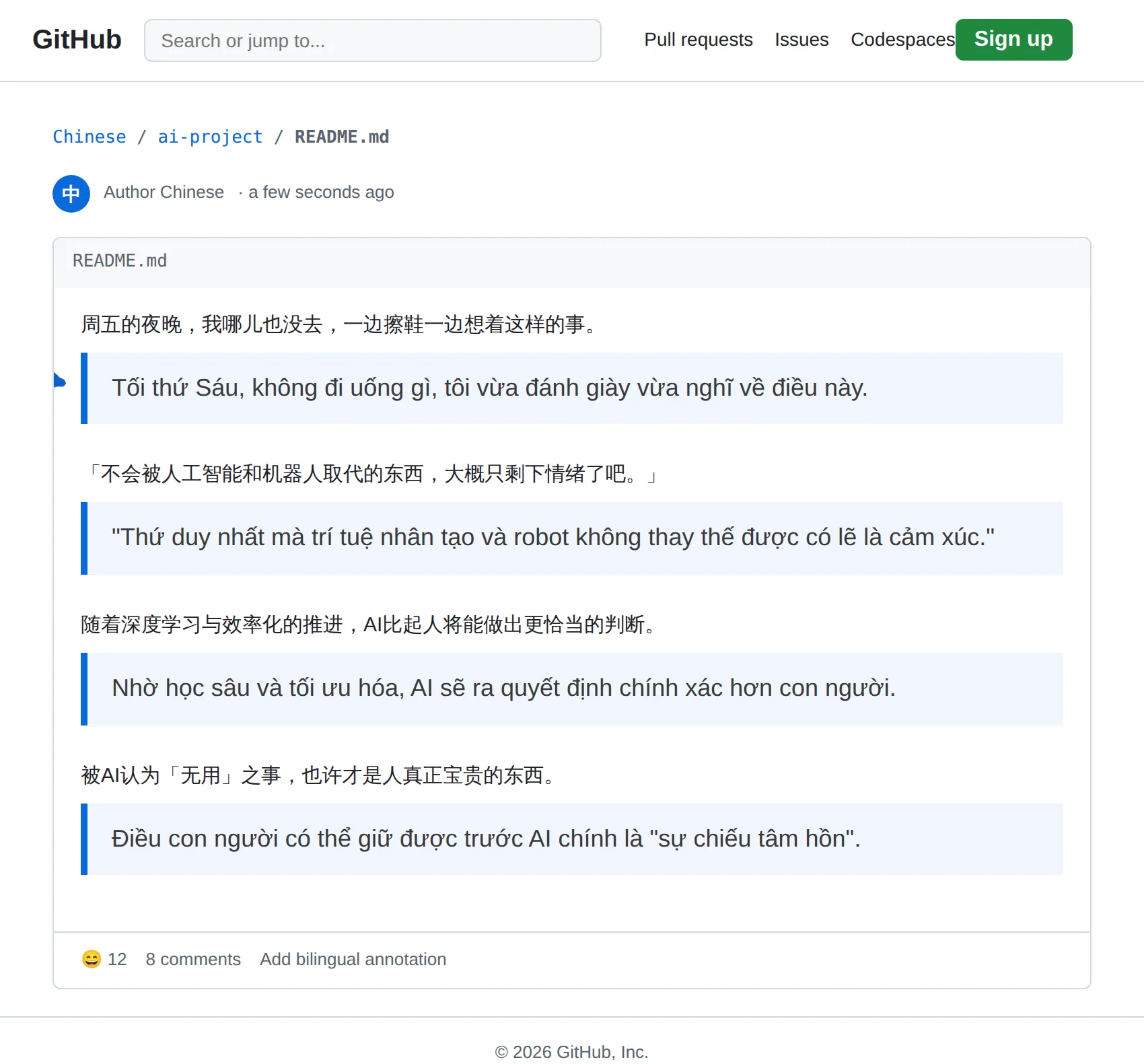 Chinese repository translated to Vietnamese with BothLang