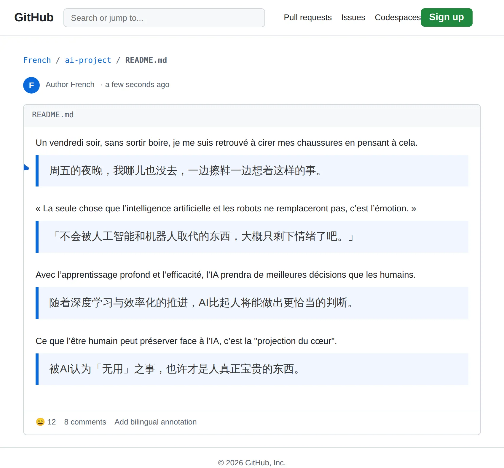 French repository translated to Chinese with BothLang