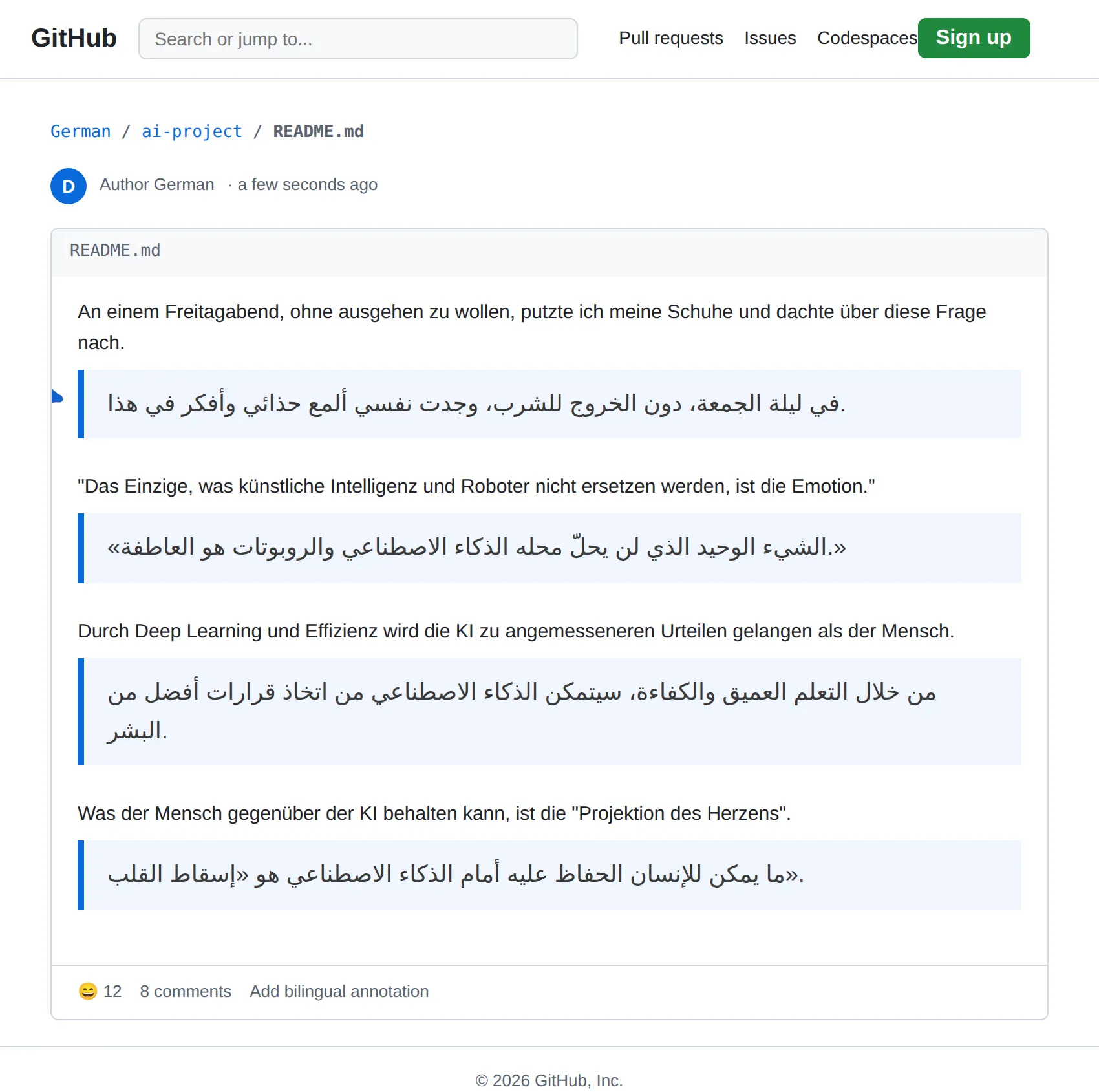 German repository translated to Arabic with BothLang