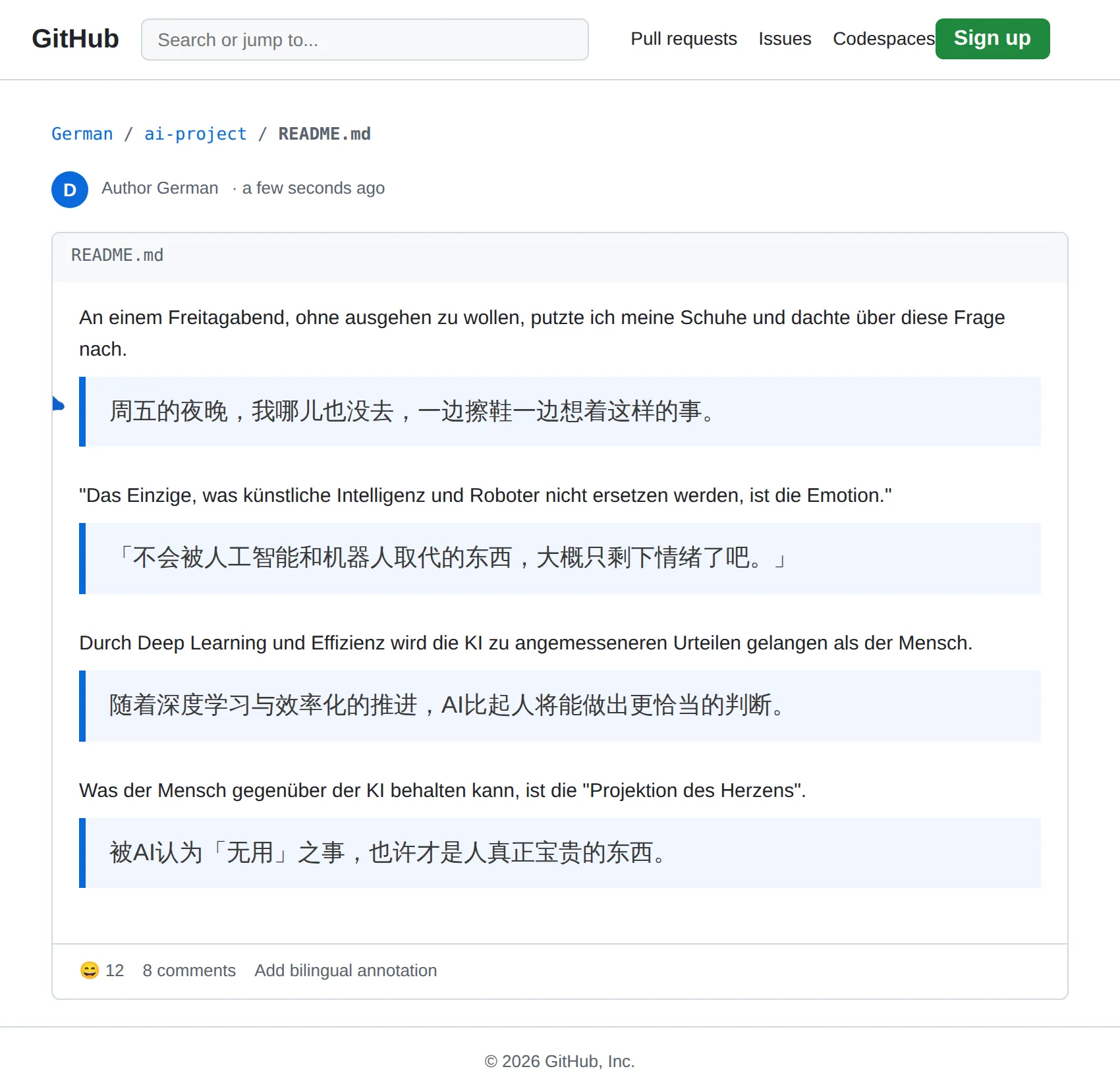 German repository translated to Chinese with BothLang