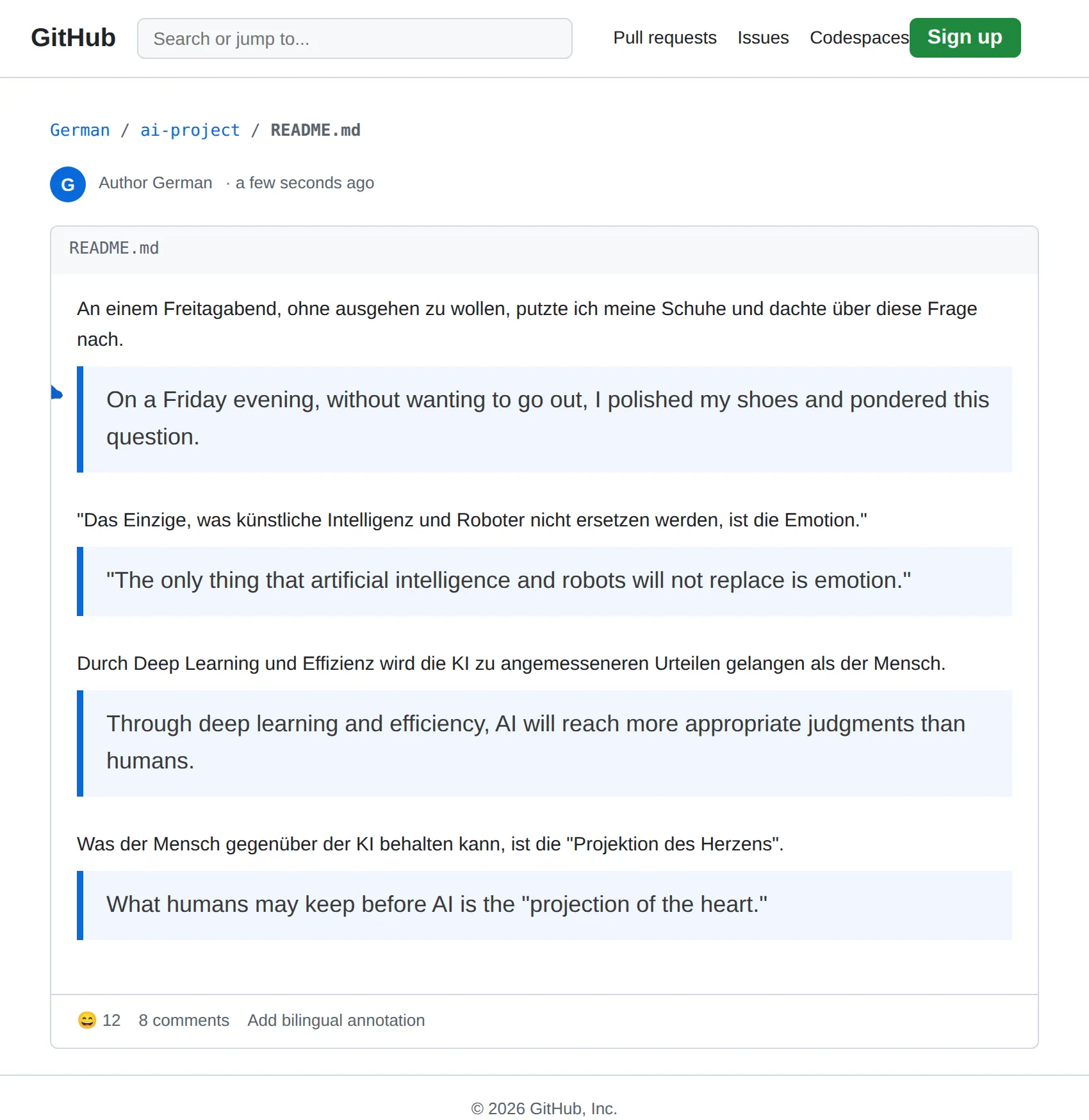 German GitHub repo translated to English with BothLang