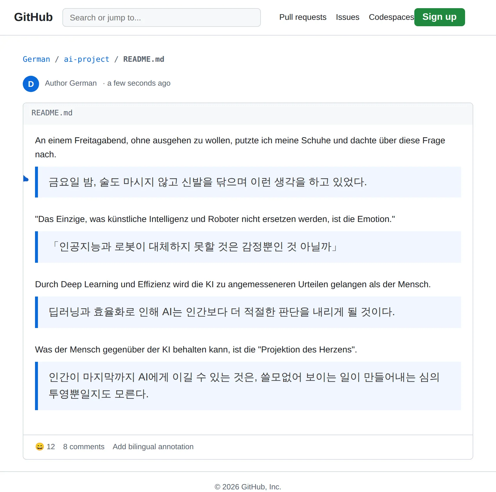 German repository translated to Korean with BothLang