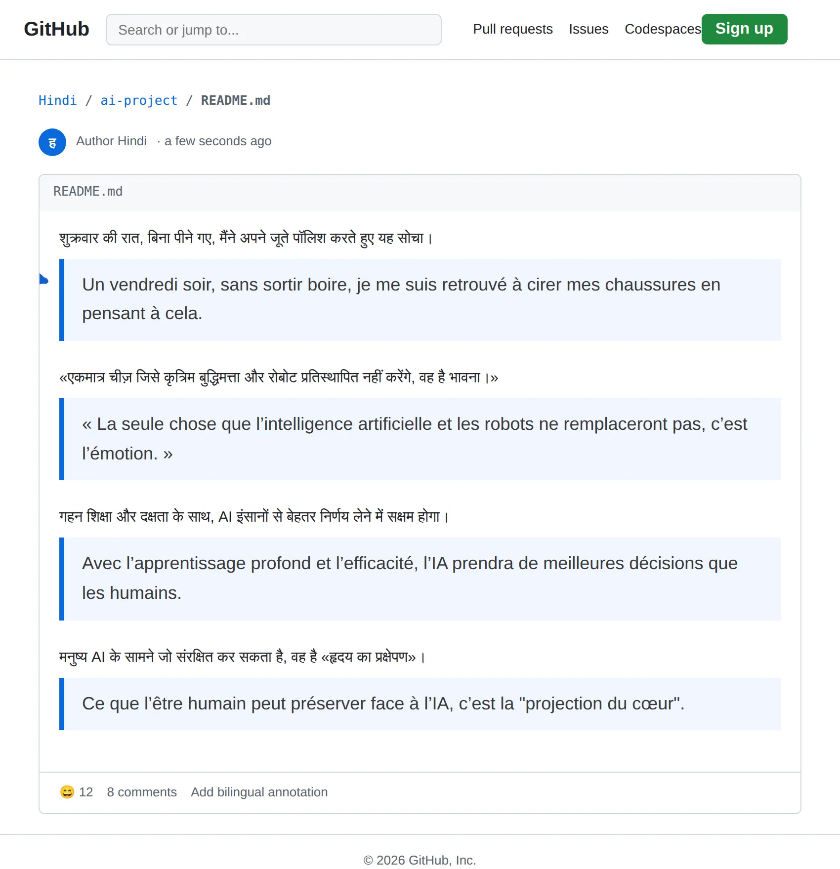 Hindi repository translated to French with BothLang