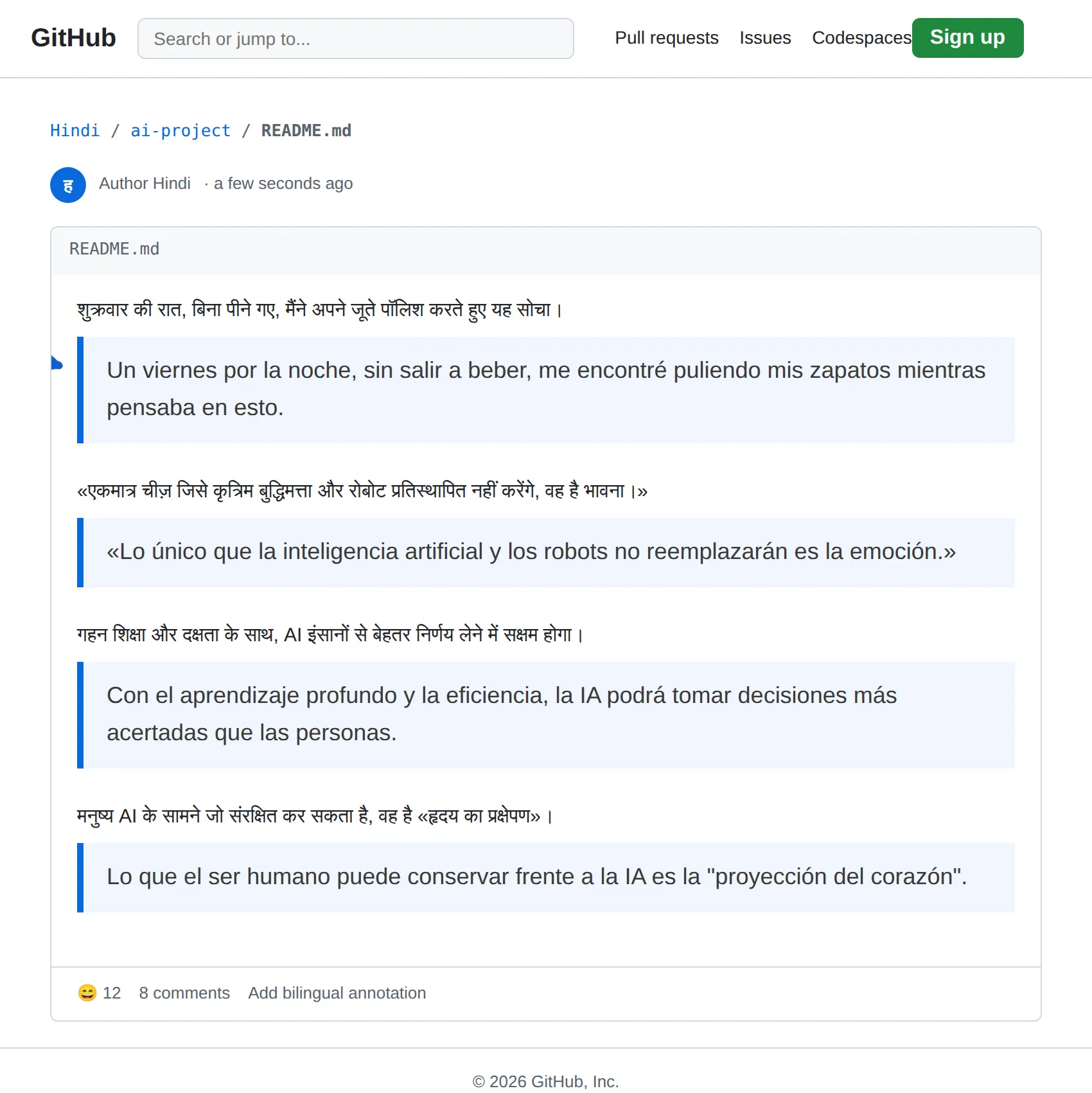 Hindi repository translated to Spanish with BothLang