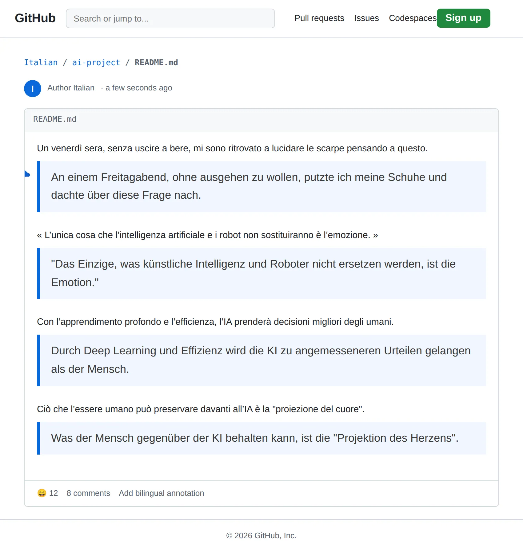 Italian repository translated to German with BothLang