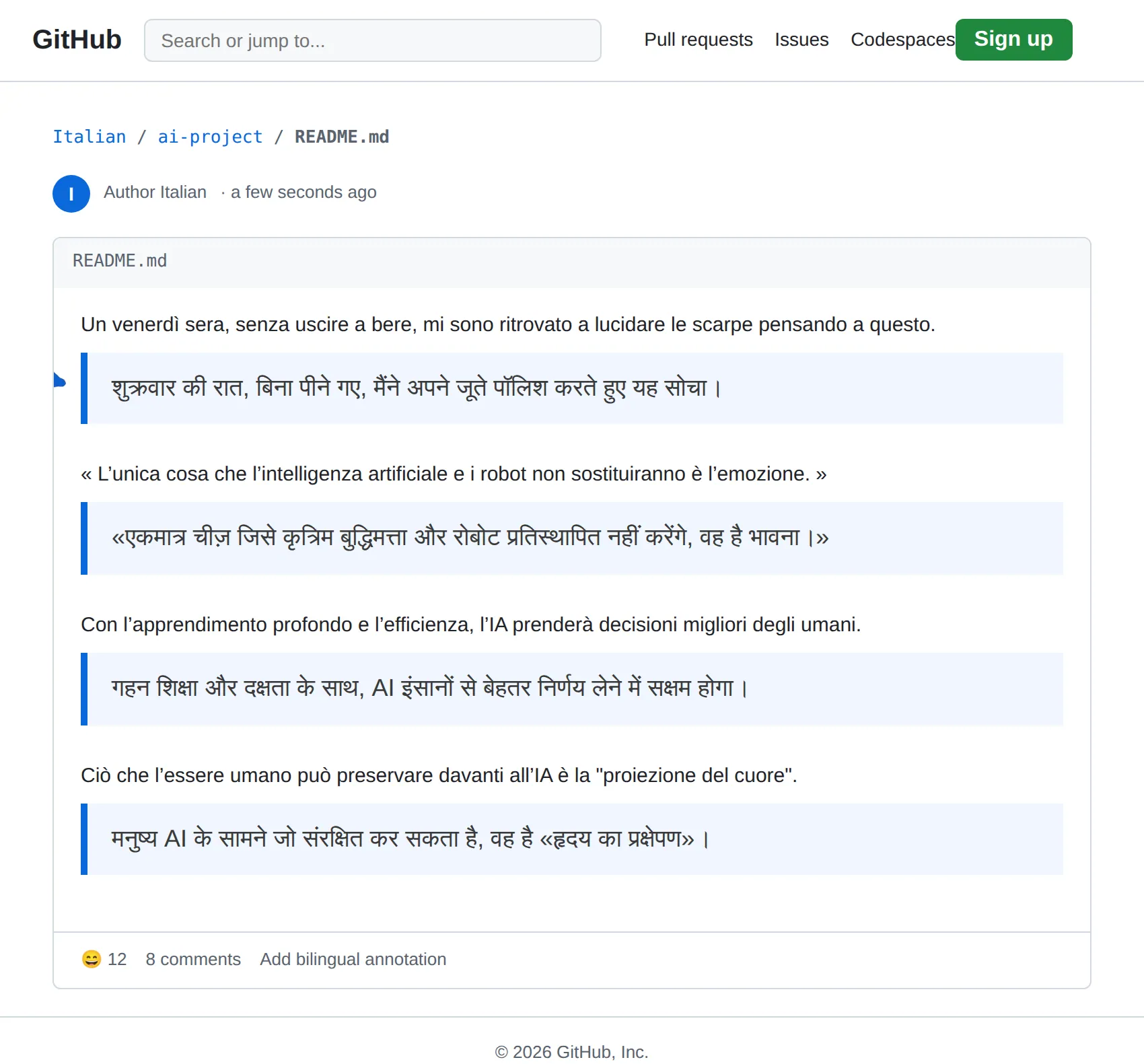 Italian repository translated to Hindi with BothLang