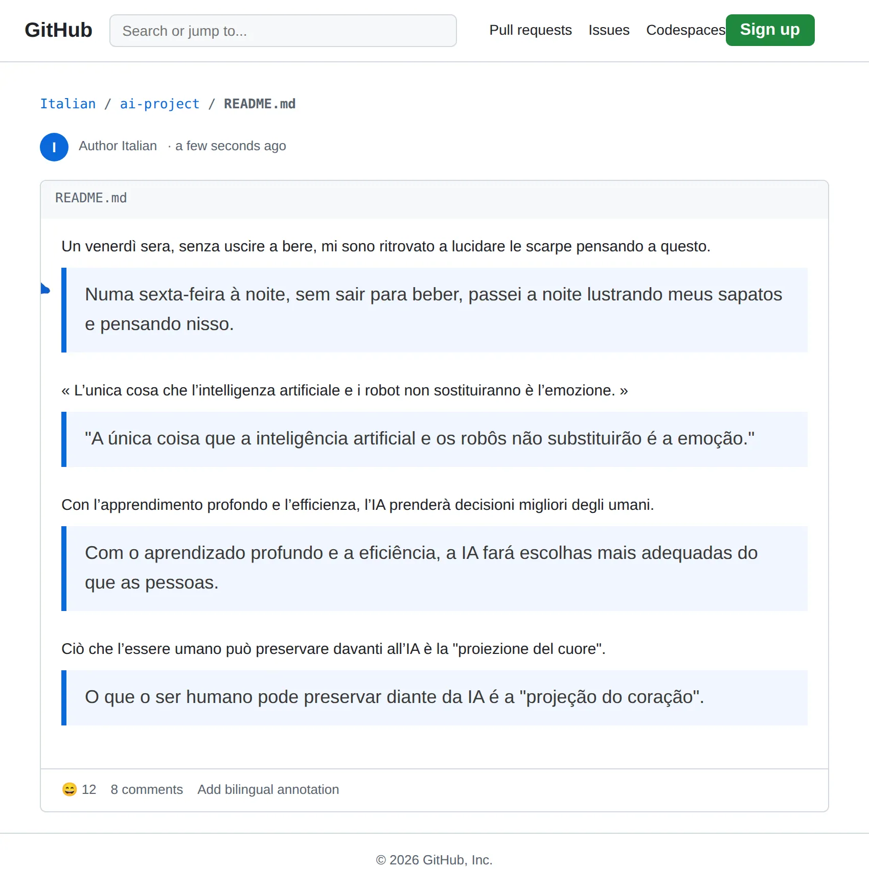 Italian repository translated to Portuguese with BothLang