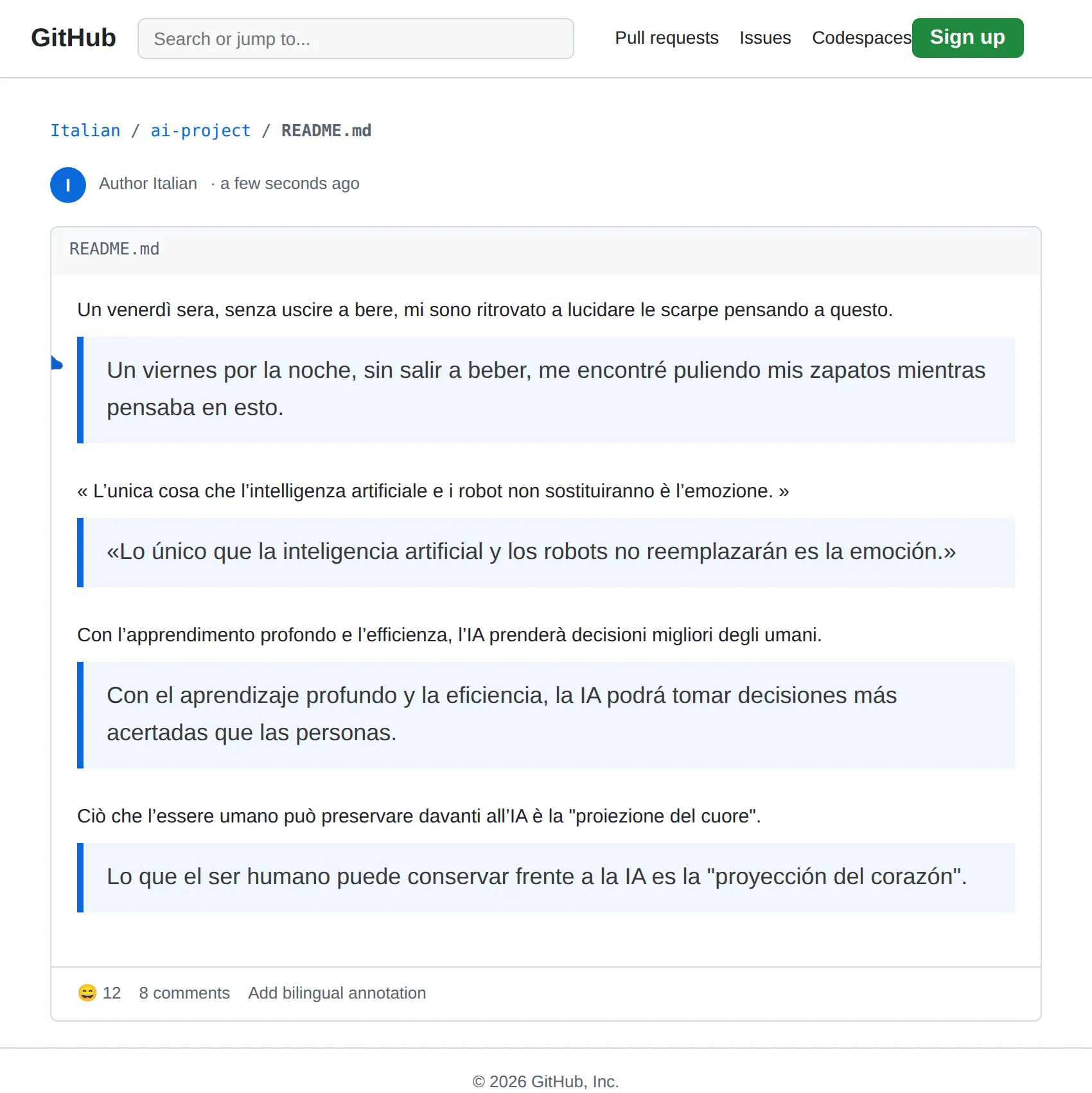 Italian repository translated to Spanish with BothLang