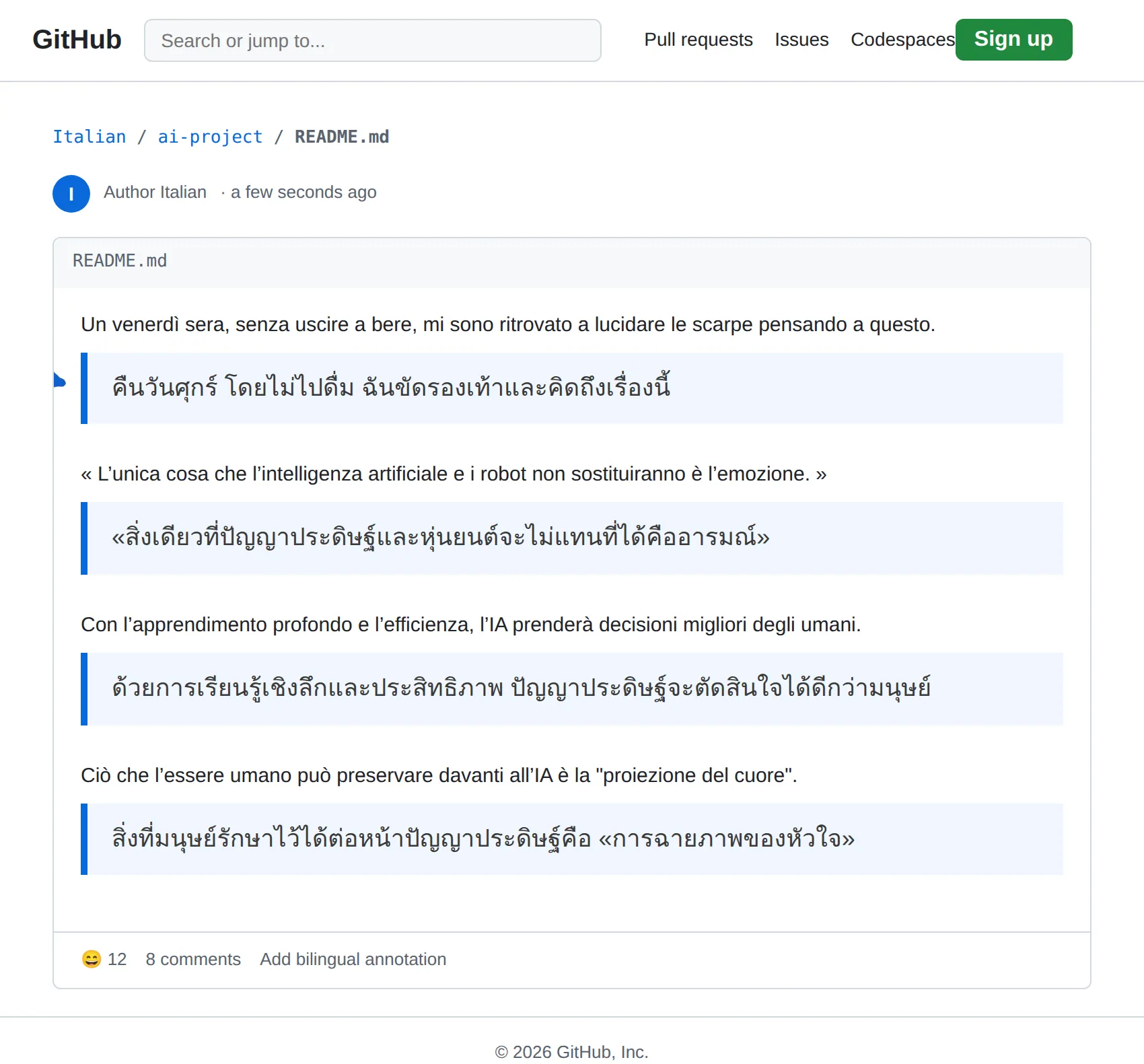 Italian repository translated to Thai with BothLang