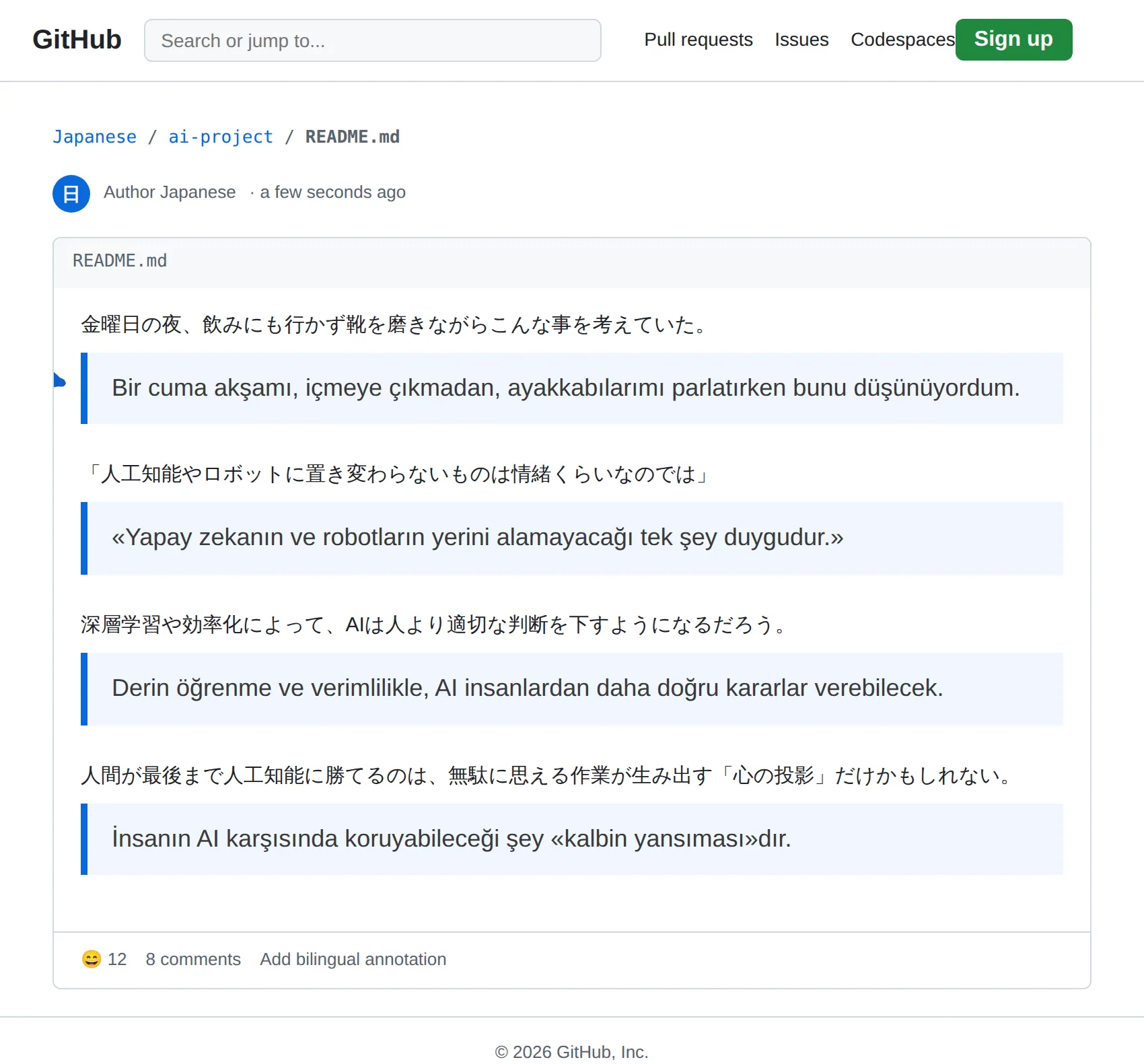 Japanese repository translated to Turkish with BothLang