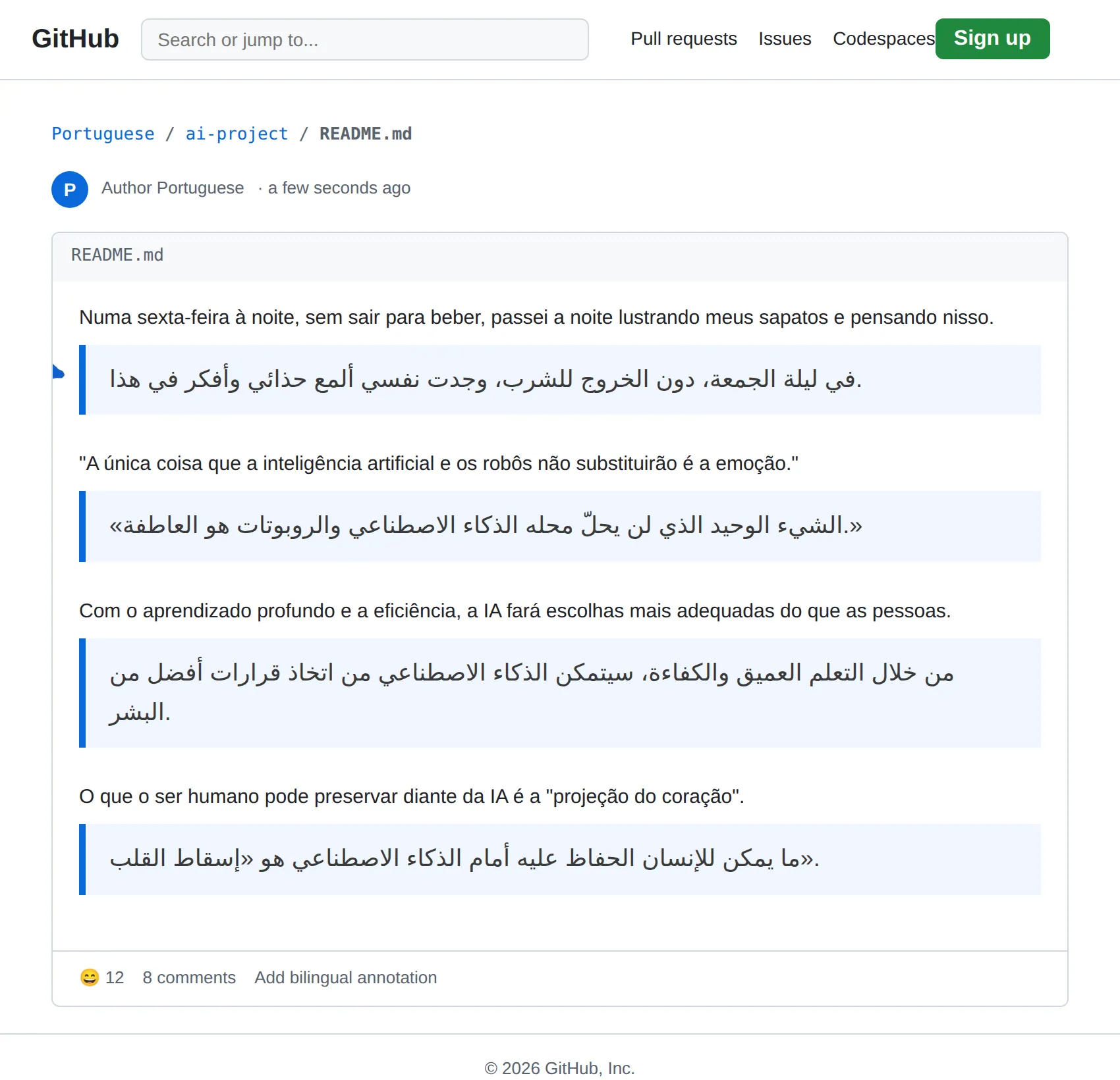 Portuguese repository translated to Arabic with BothLang