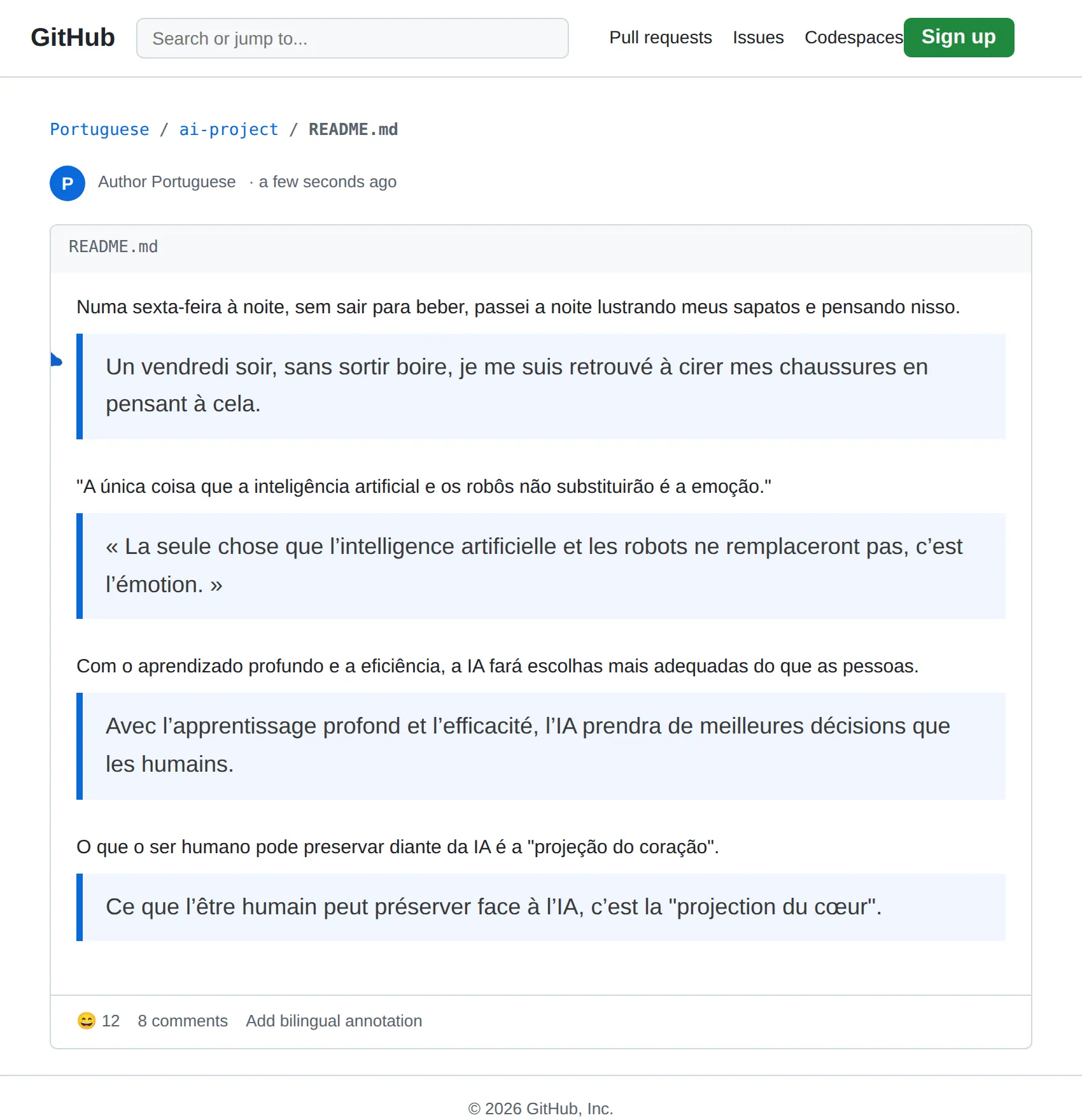 Portuguese repository translated to French with BothLang
