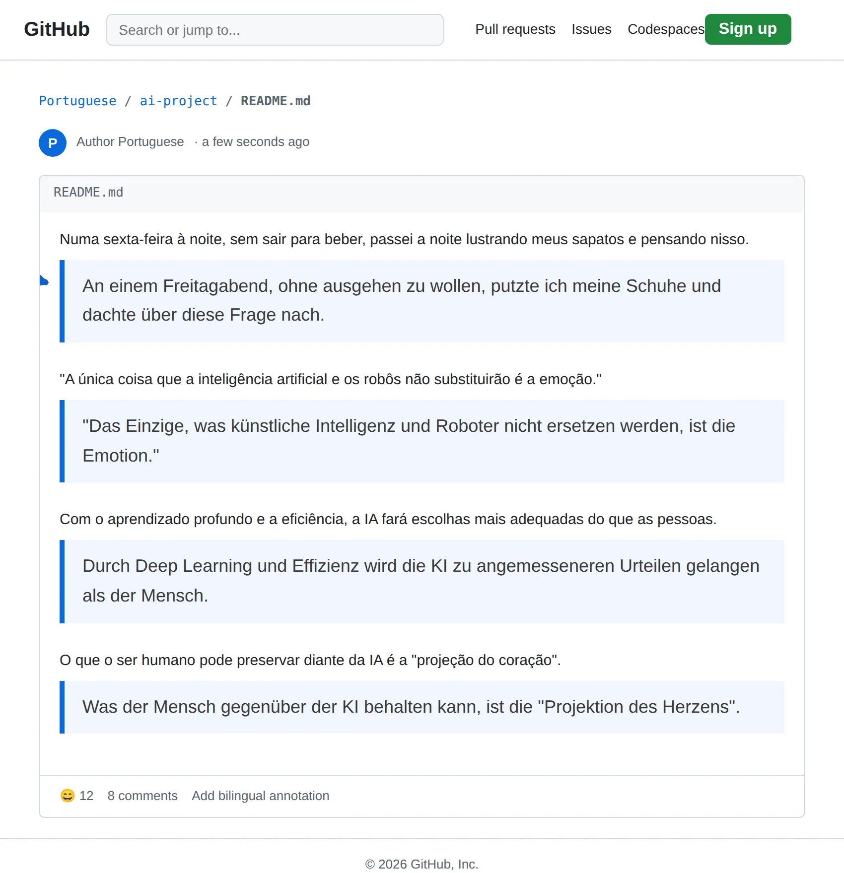 Portuguese repository translated to German with BothLang