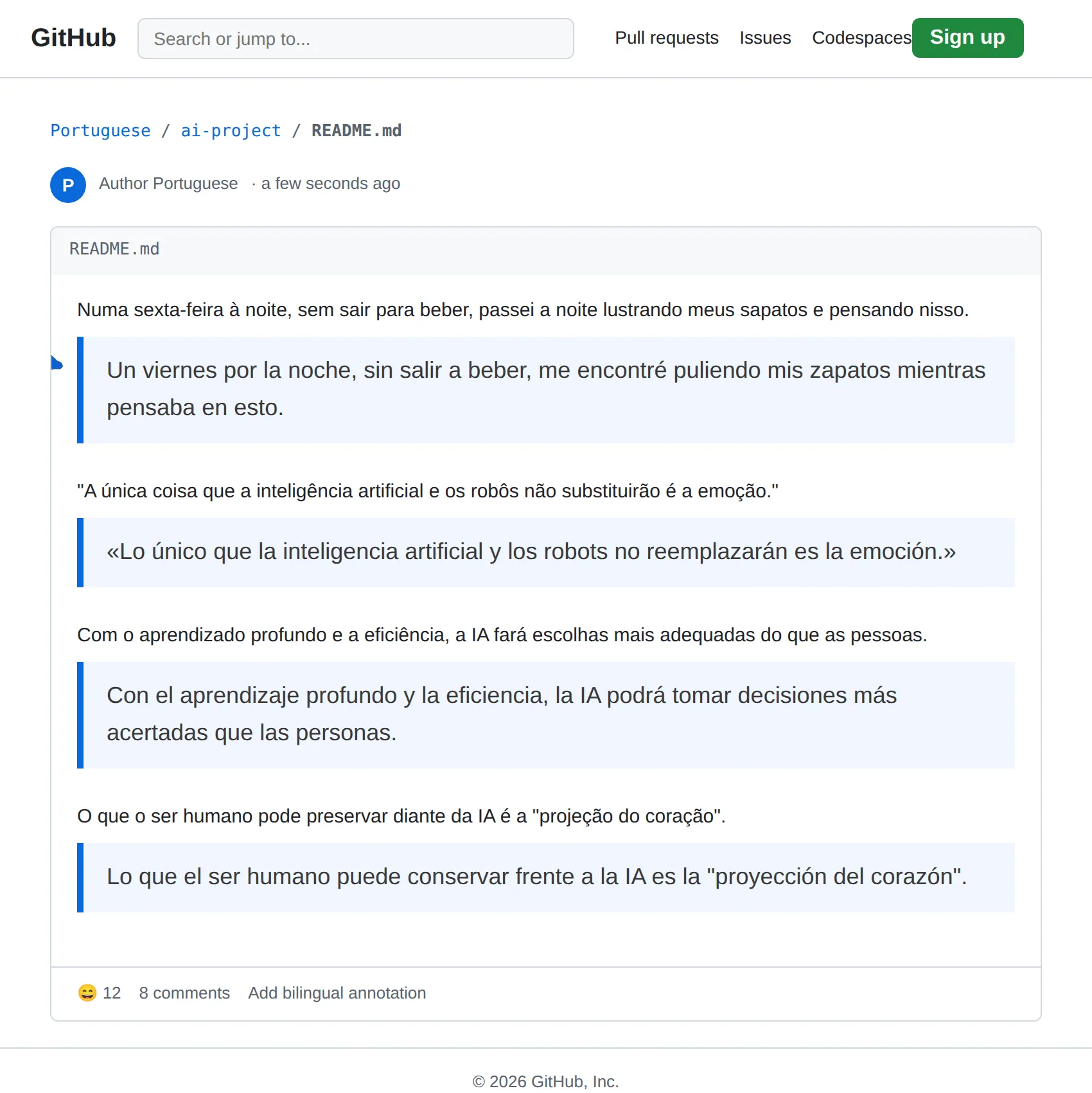Portuguese repository translated to Spanish with BothLang