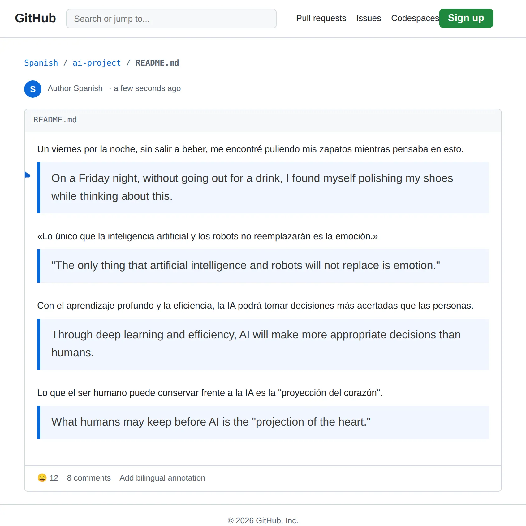 Spanish GitHub repo translated to English with BothLang