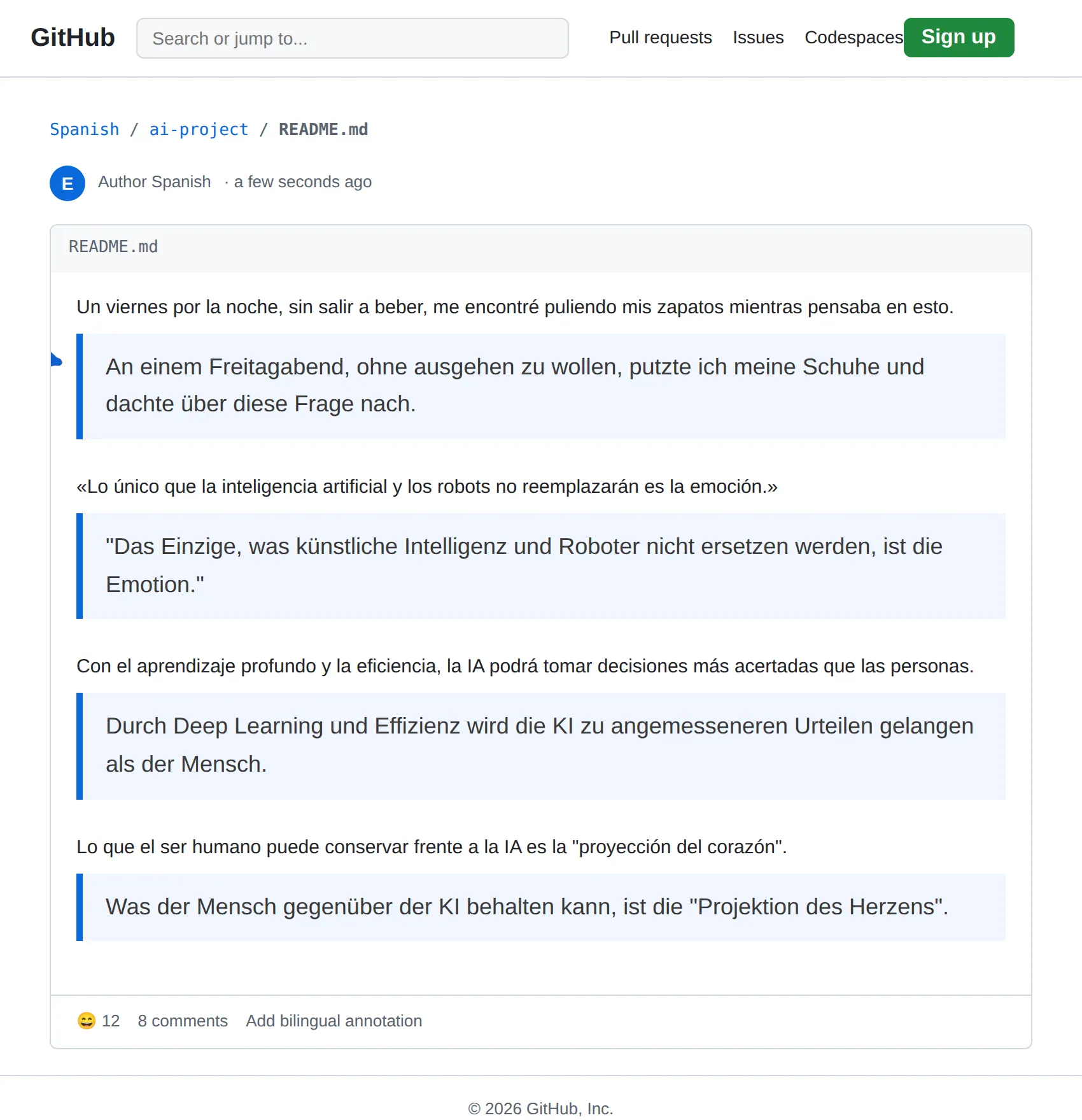 Spanish repository translated to German with BothLang