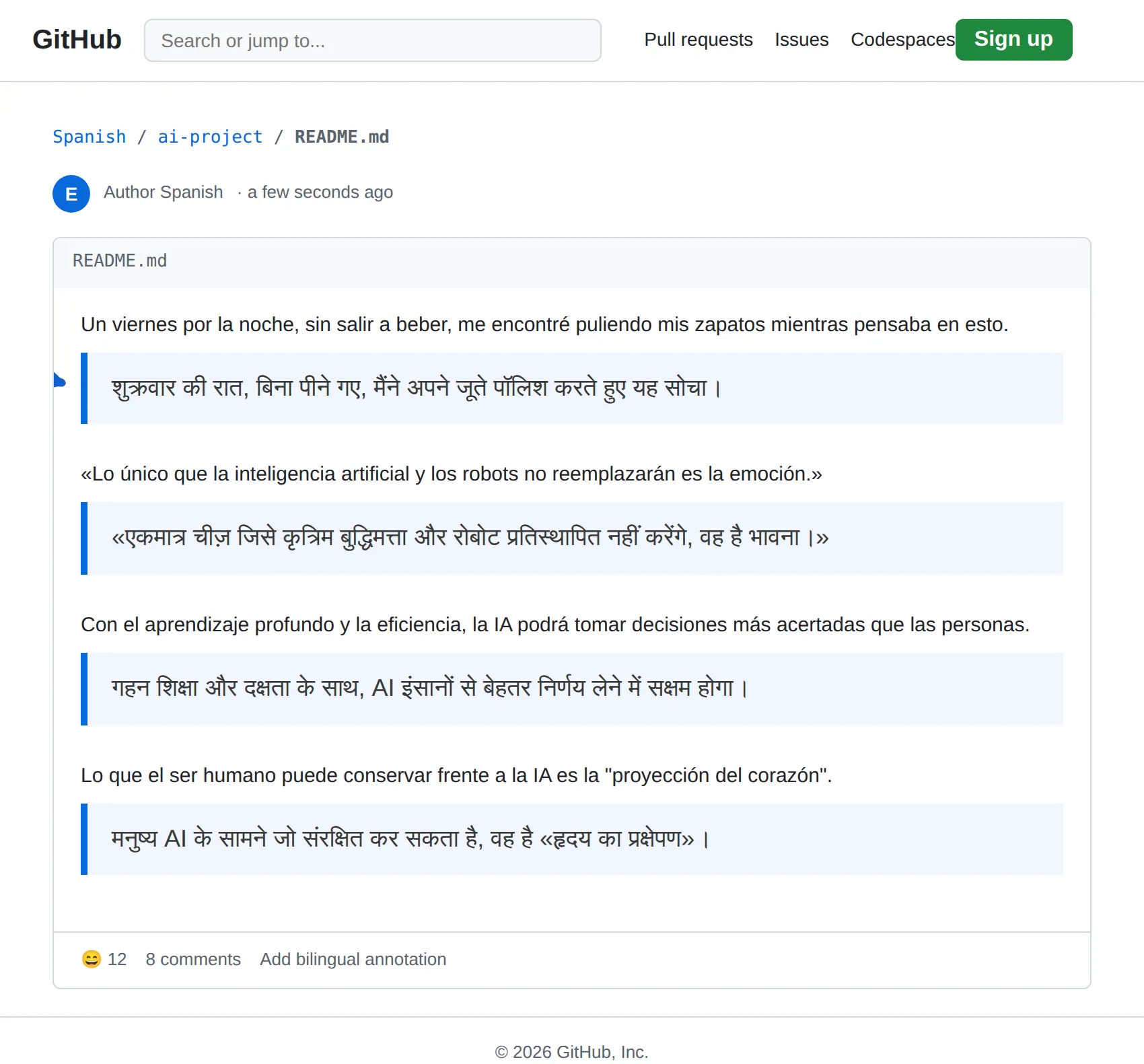 Spanish repository translated to Hindi with BothLang