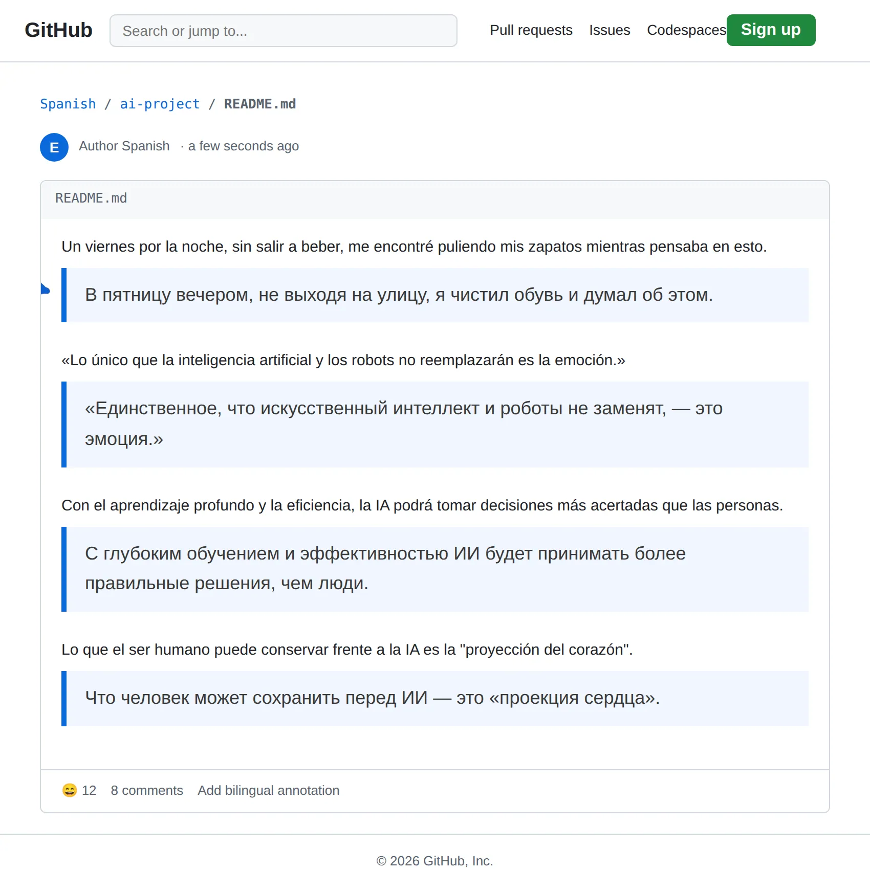 Spanish repository translated to Russian with BothLang