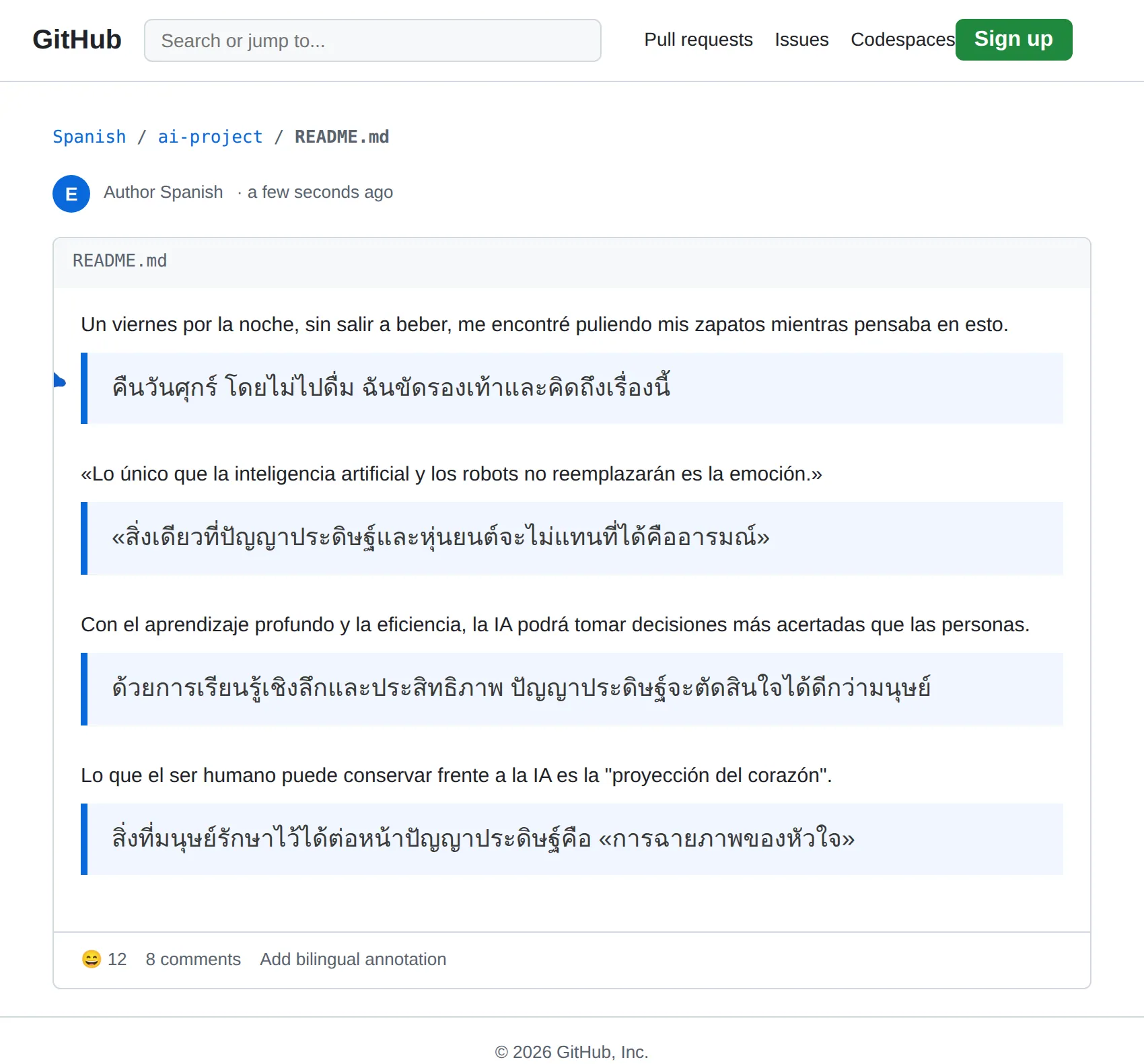 Spanish repository translated to Thai with BothLang