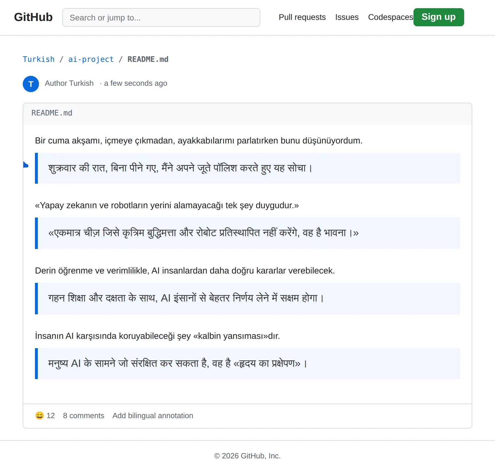 Turkish repository translated to Hindi with BothLang