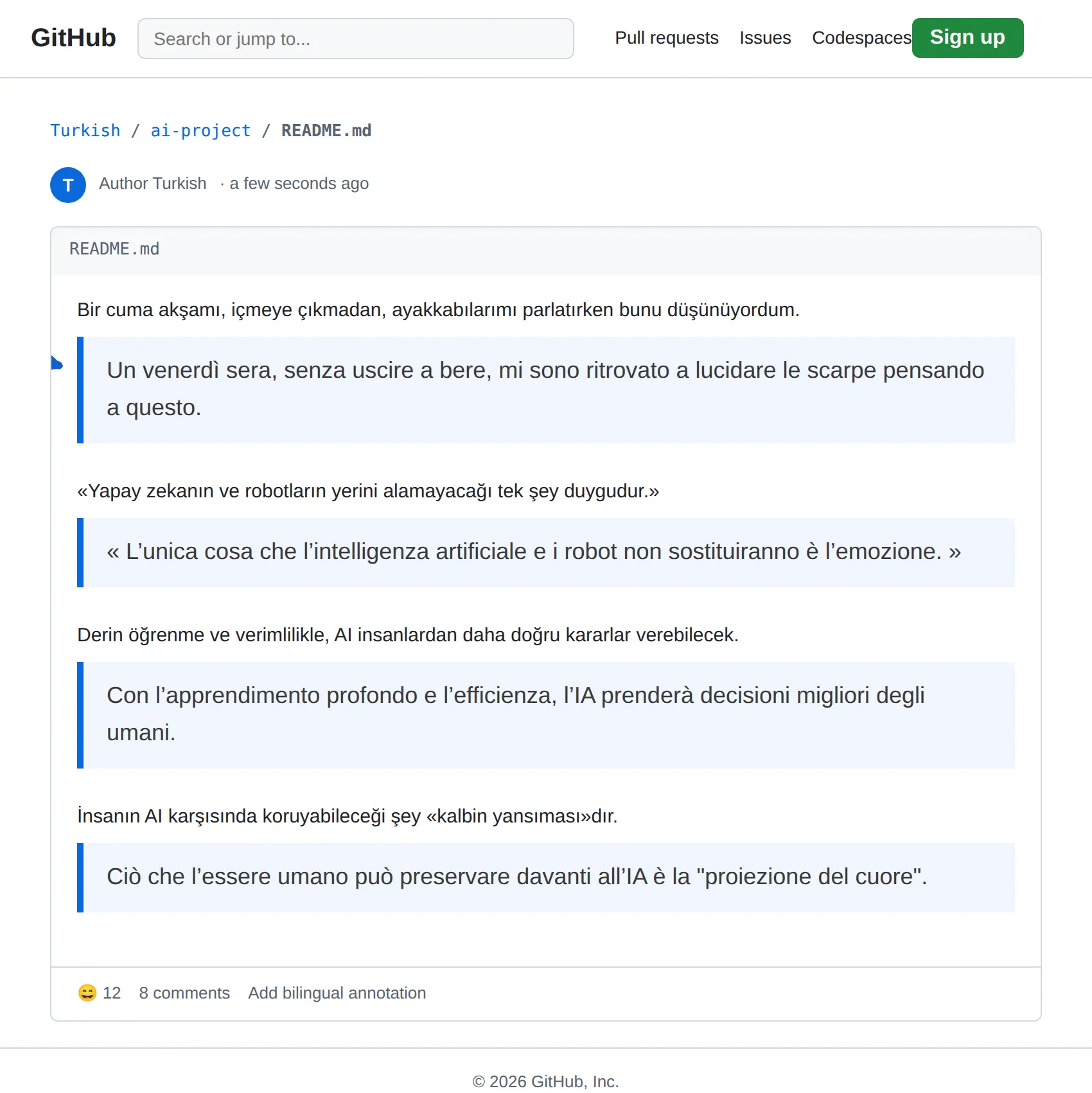 Turkish repository translated to Italian with BothLang