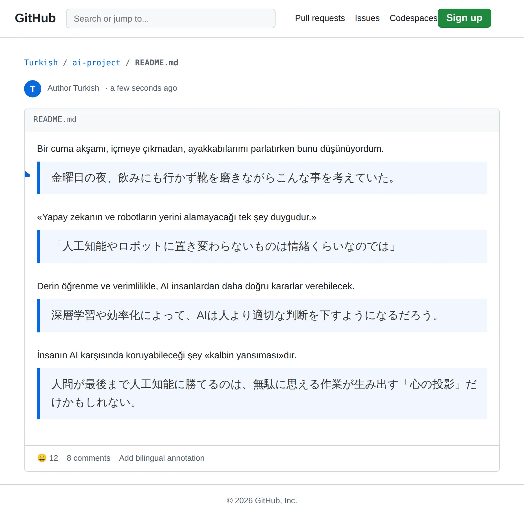 Turkish repository translated to Japanese with BothLang