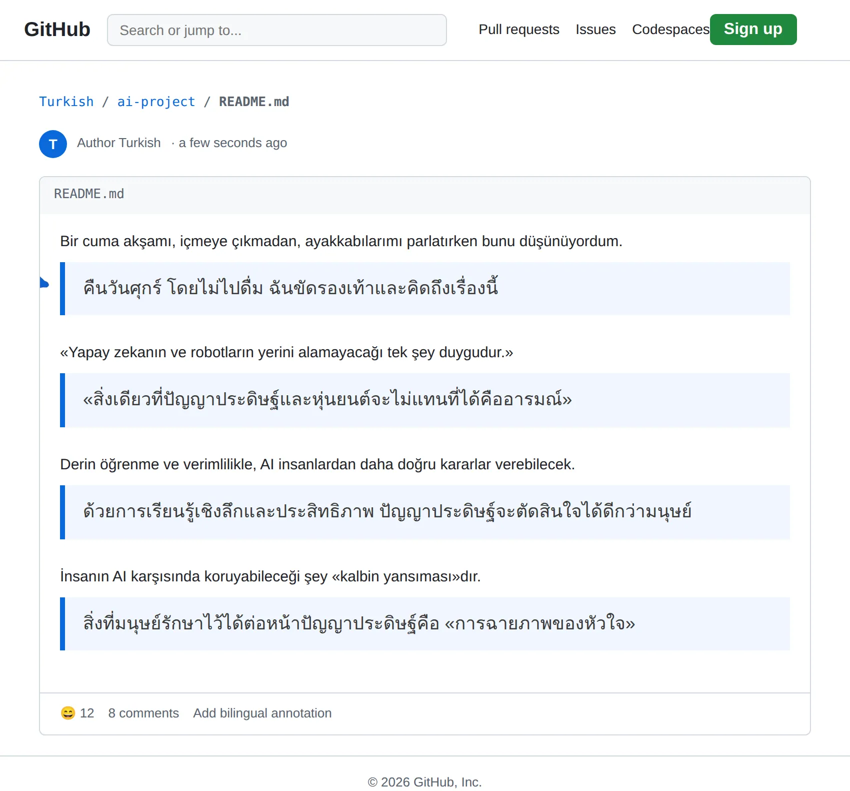 Turkish repository translated to Thai with BothLang