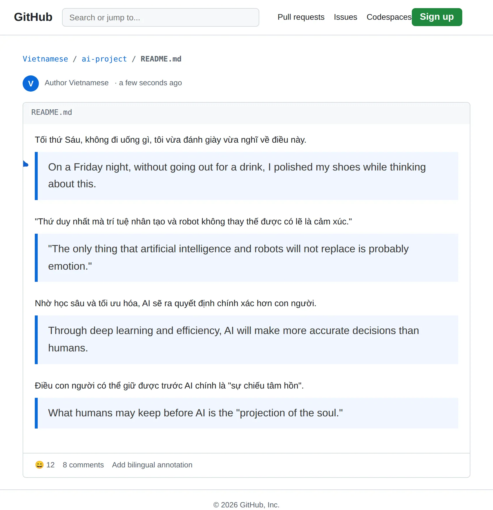 Vietnamese GitHub repo translated to English with BothLang