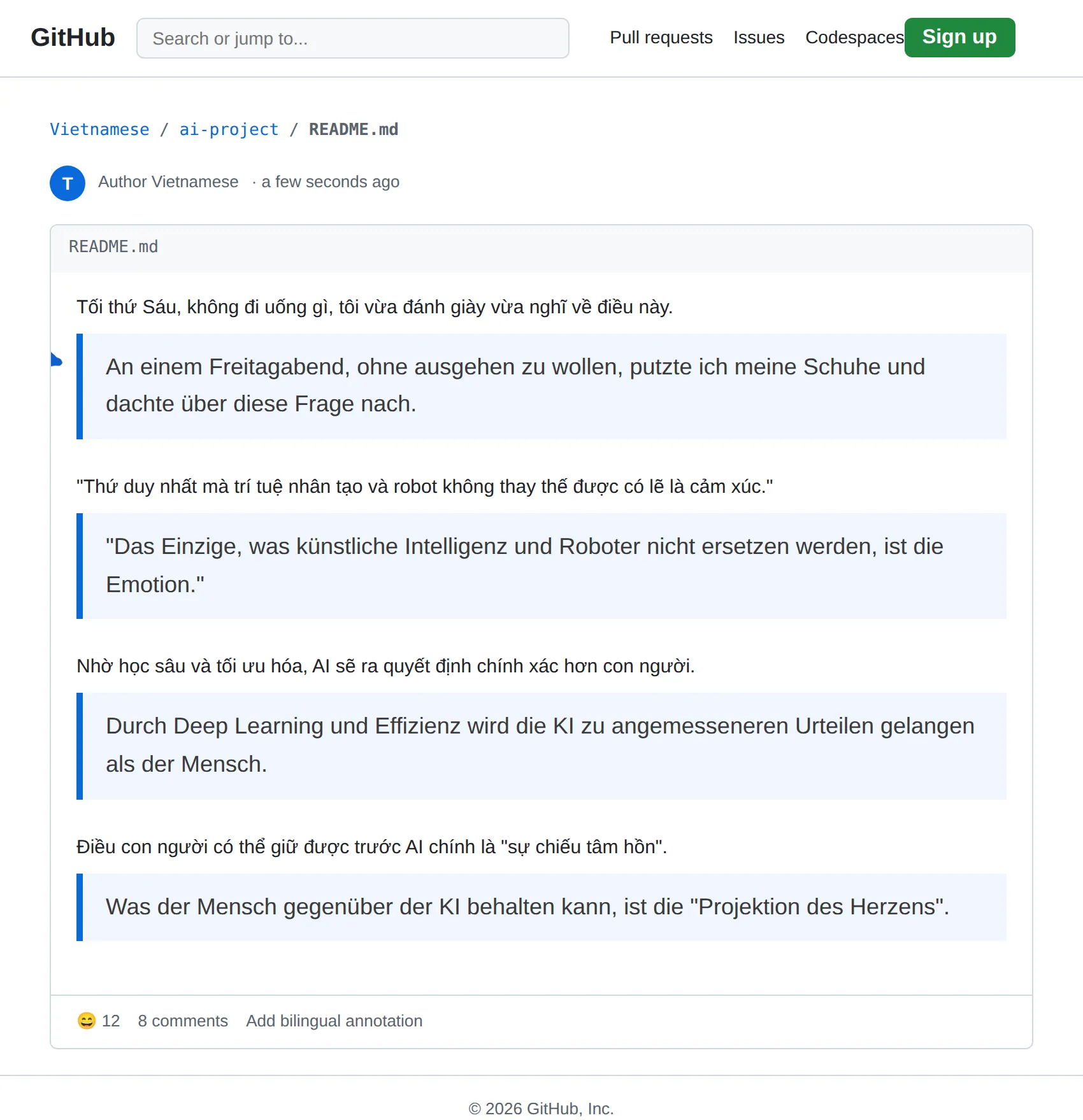 Vietnamese repository translated to German with BothLang