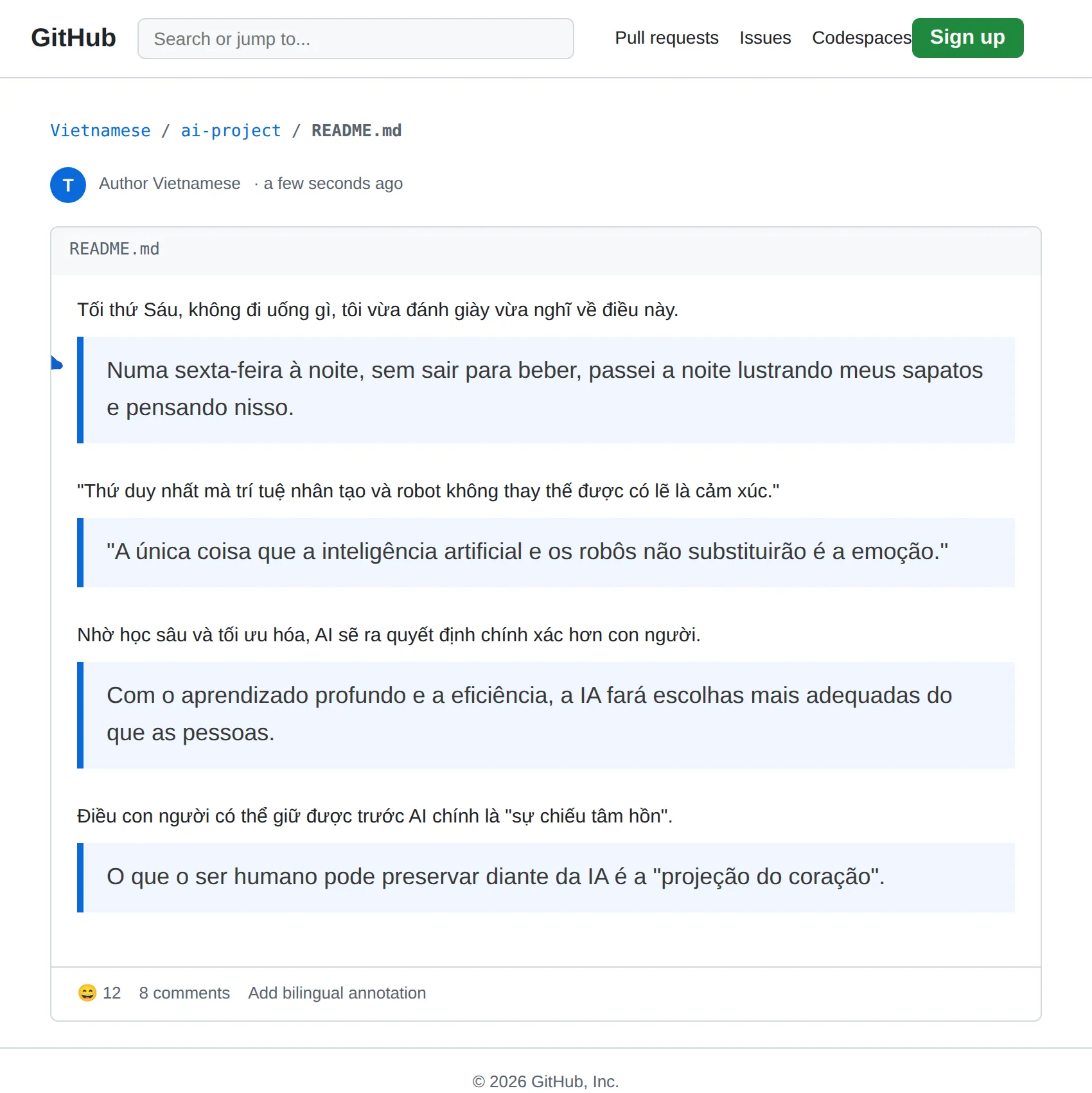 Vietnamese repository translated to Portuguese with BothLang