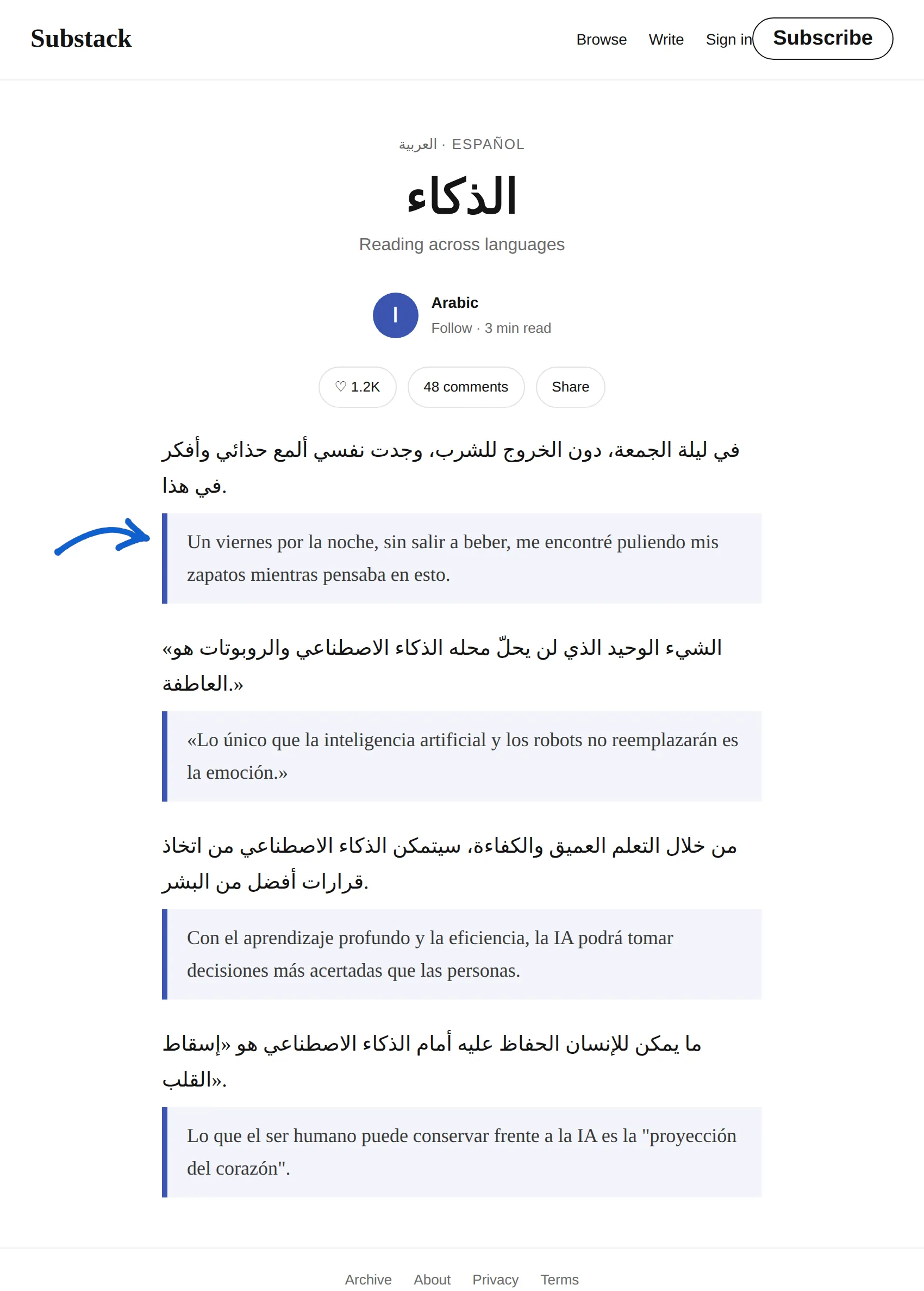 Arabic newsletter translated to Spanish with BothLang