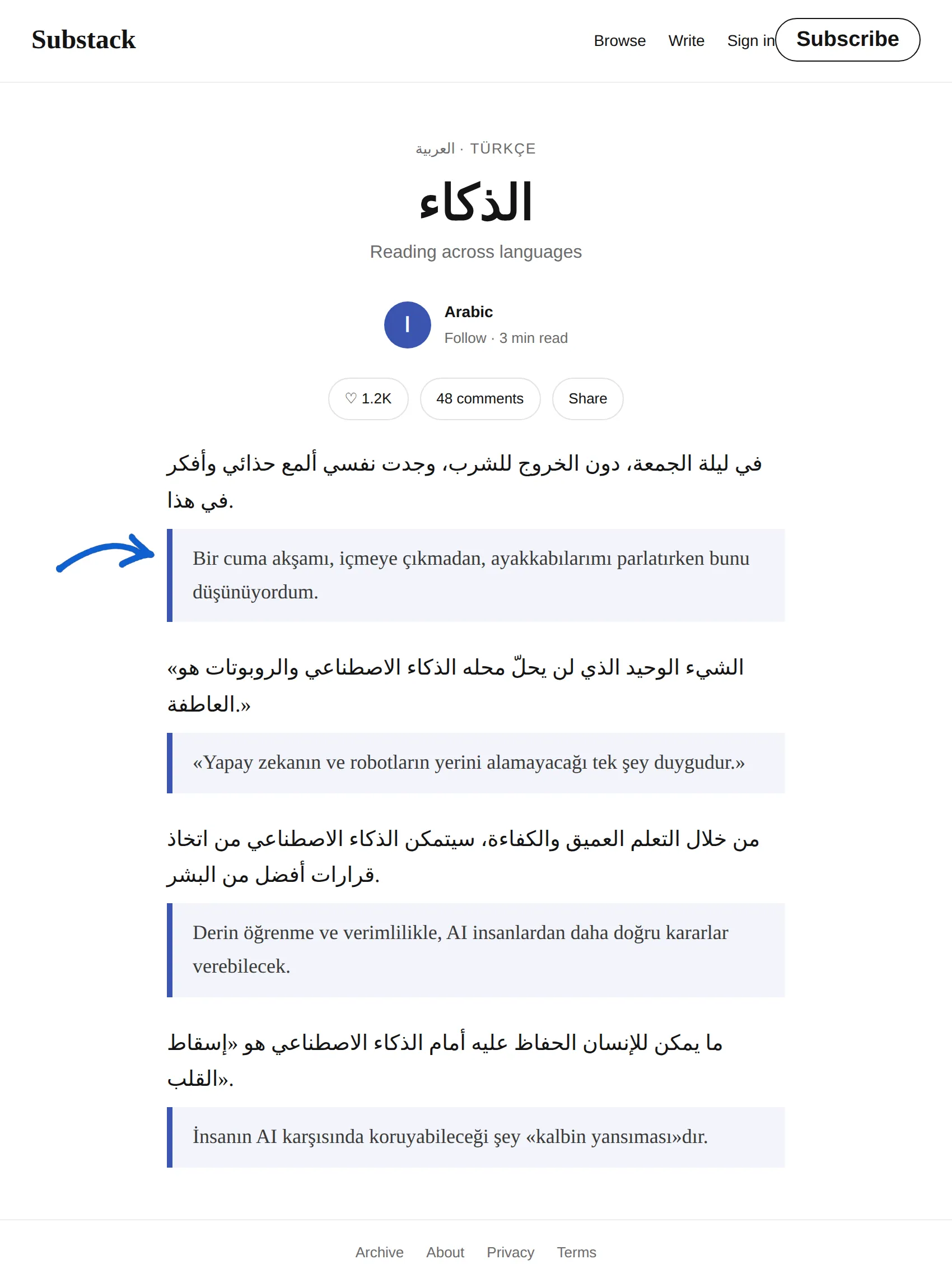 Arabic newsletter translated to Turkish with BothLang