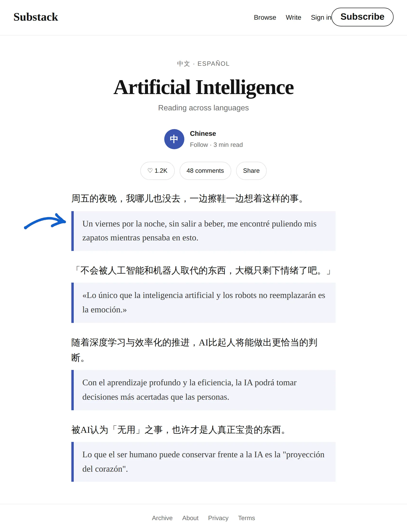 Chinese newsletter translated to Spanish with BothLang