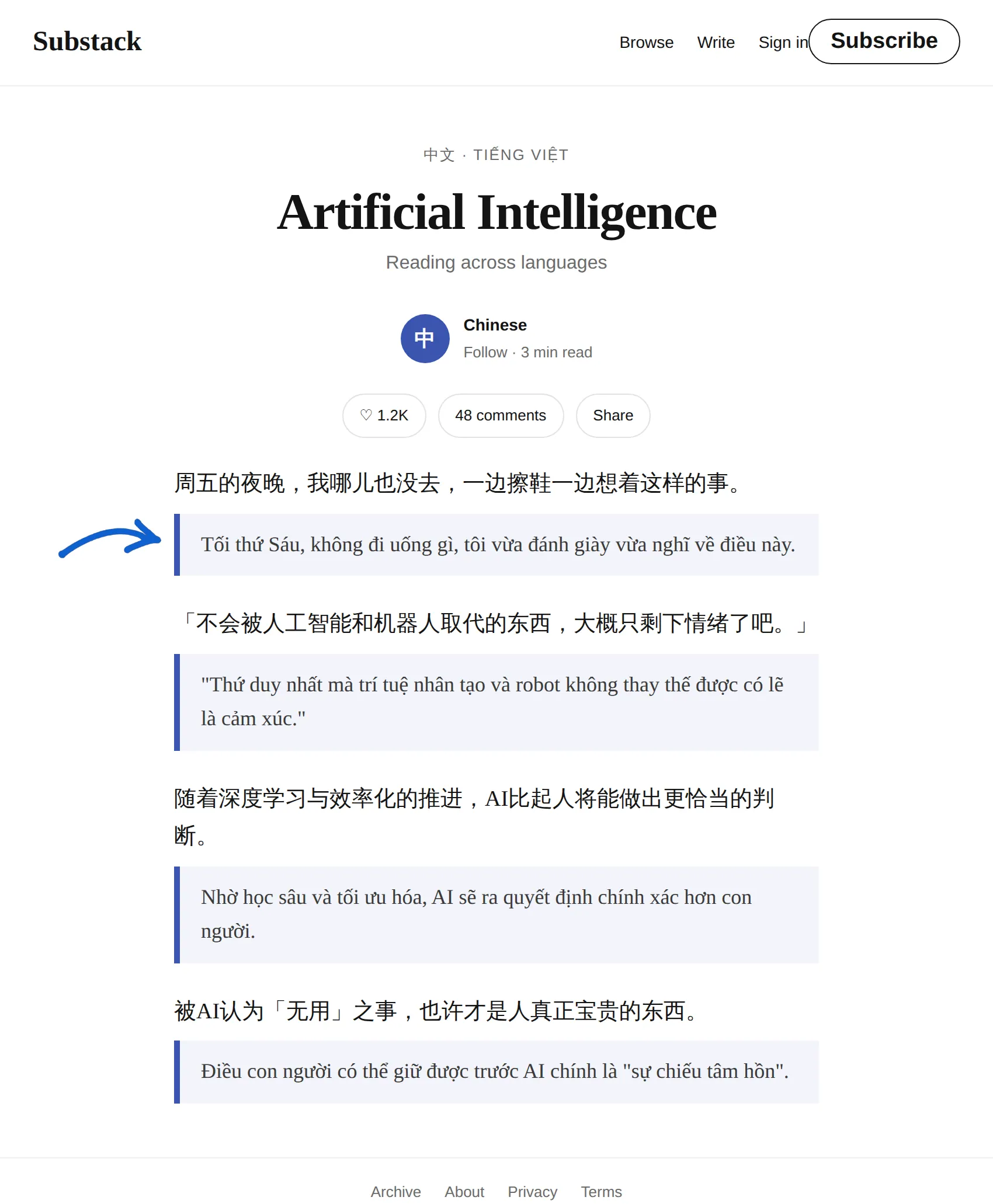 Chinese newsletter translated to Vietnamese with BothLang