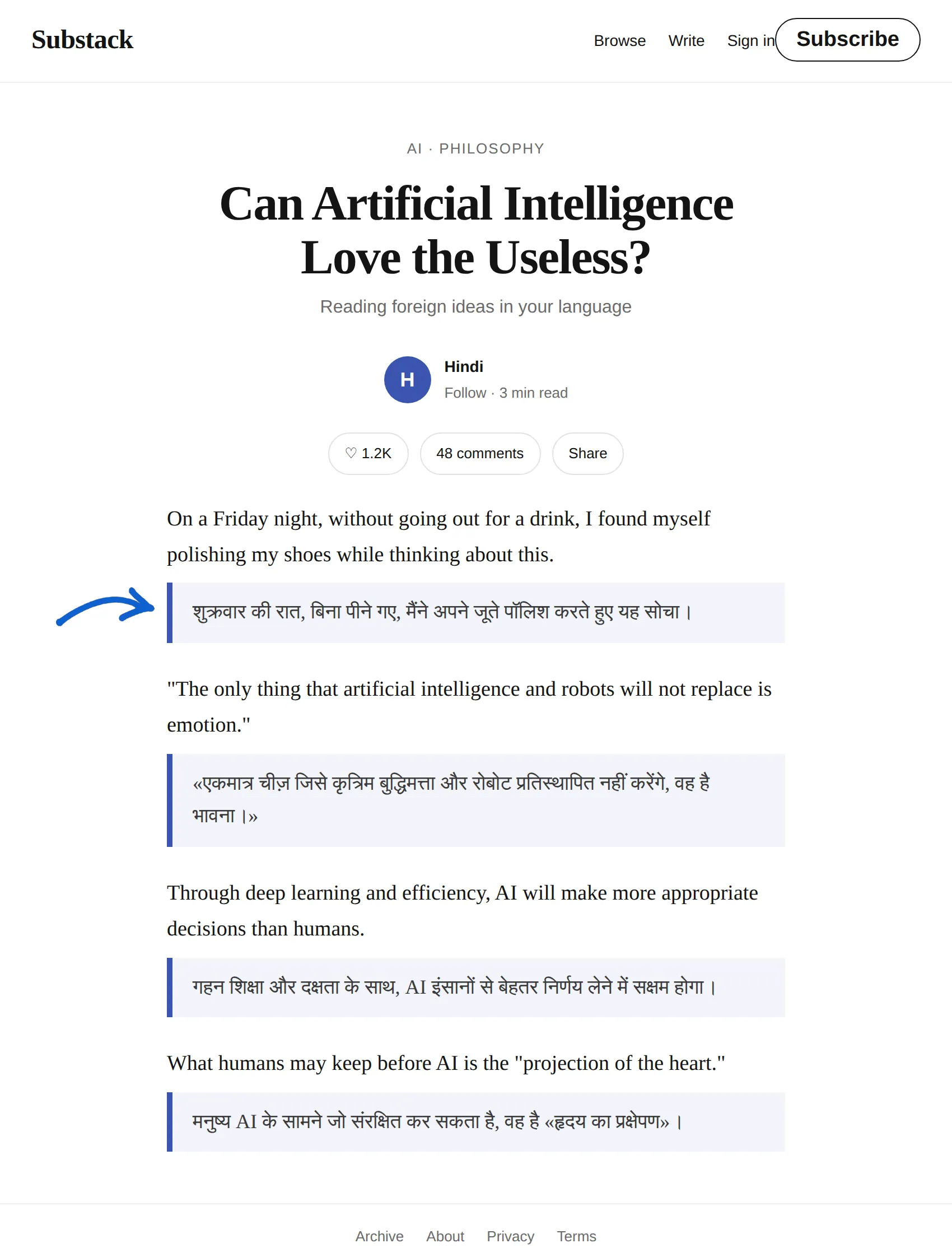 English Newsletter translated to Hindi with BothLang