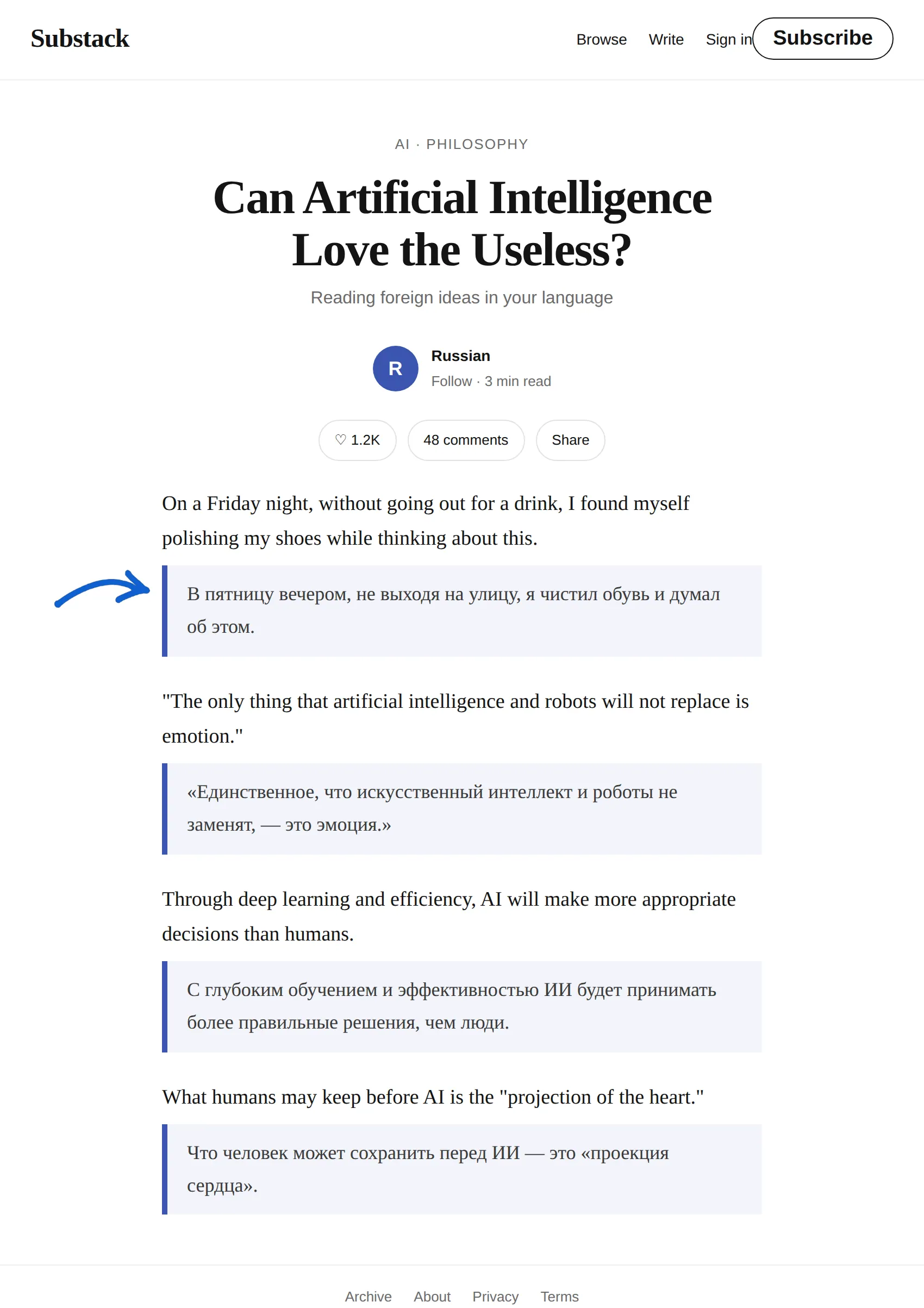 English Newsletter translated to Russian with BothLang