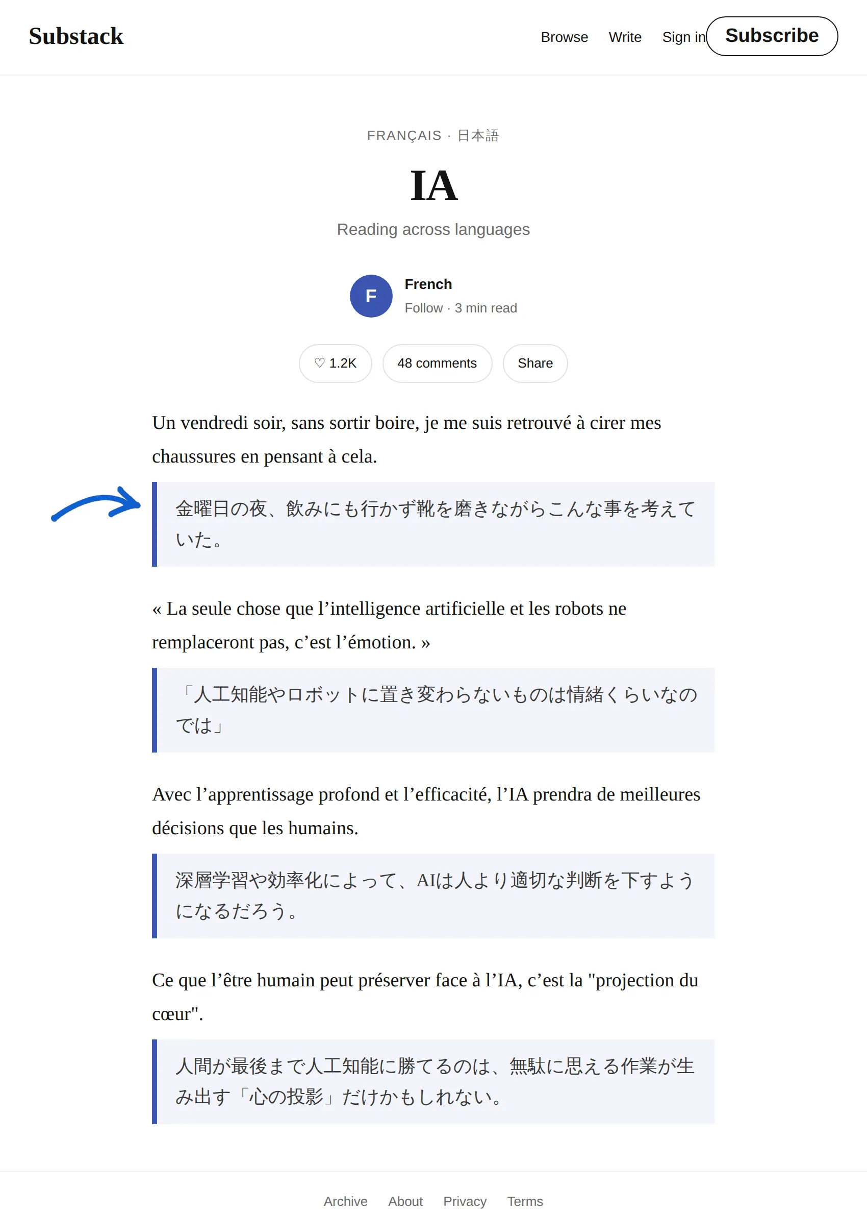 French newsletter translated to Japanese with BothLang