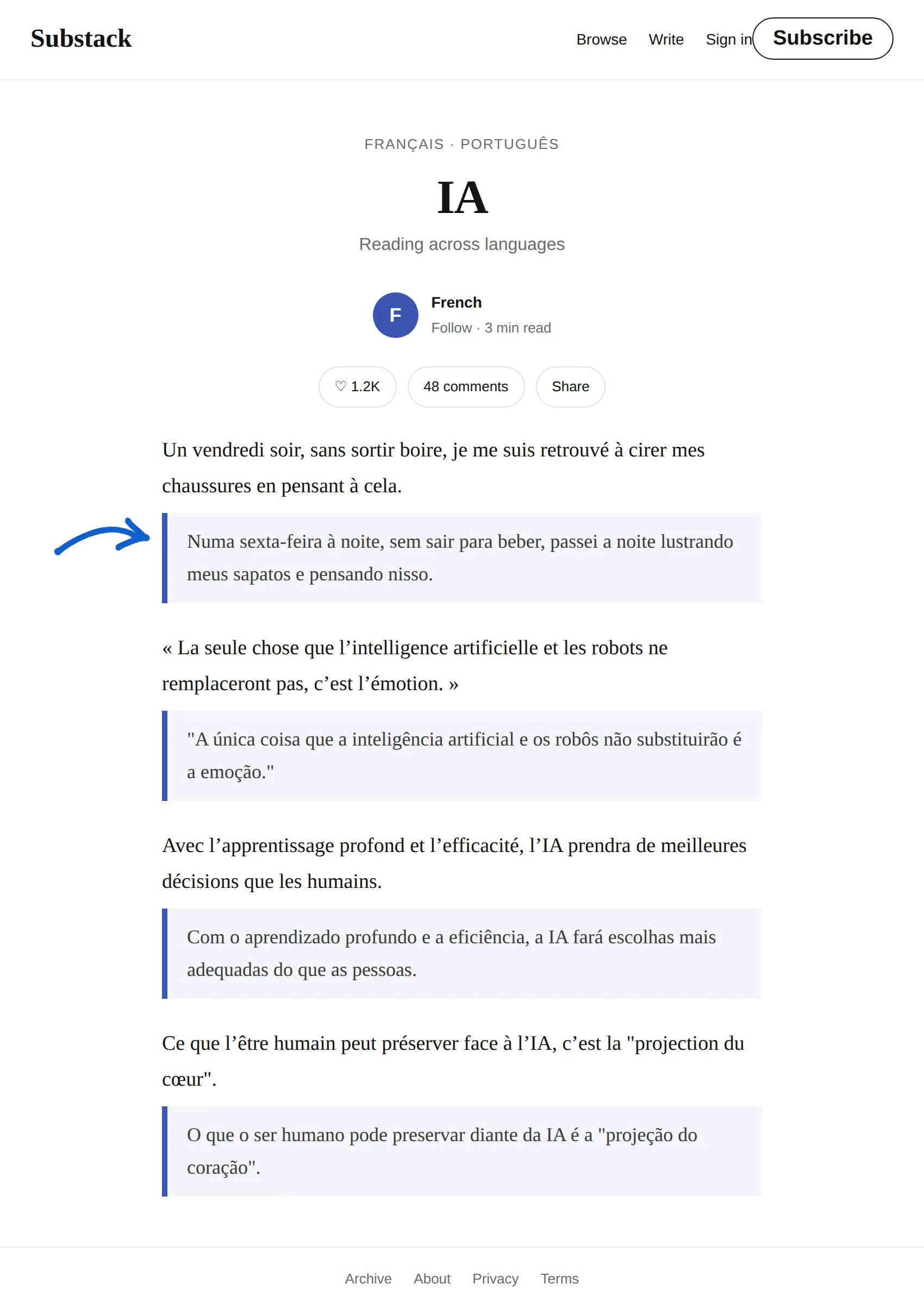 French newsletter translated to Portuguese with BothLang