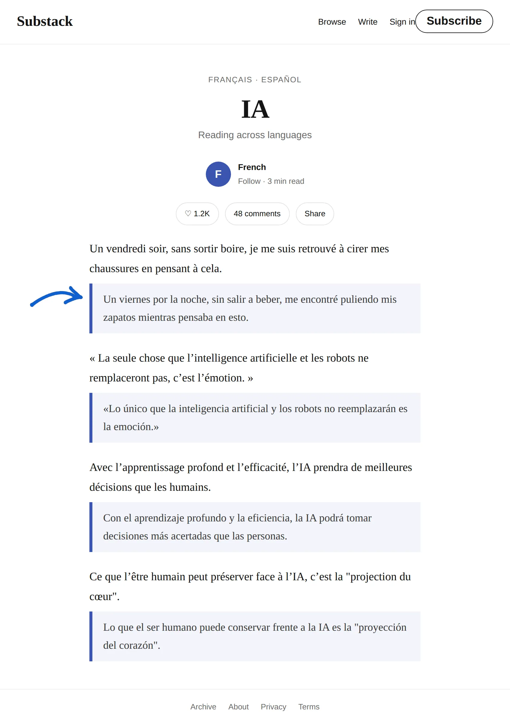 French newsletter translated to Spanish with BothLang