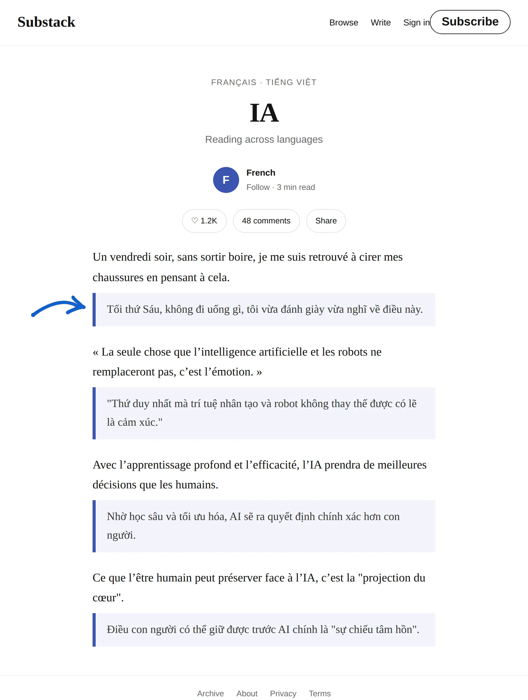 French newsletter translated to Vietnamese with BothLang