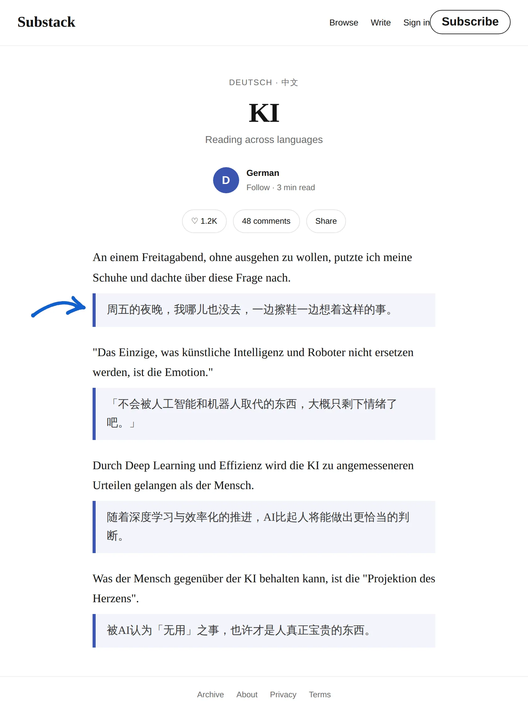 German newsletter translated to Chinese with BothLang