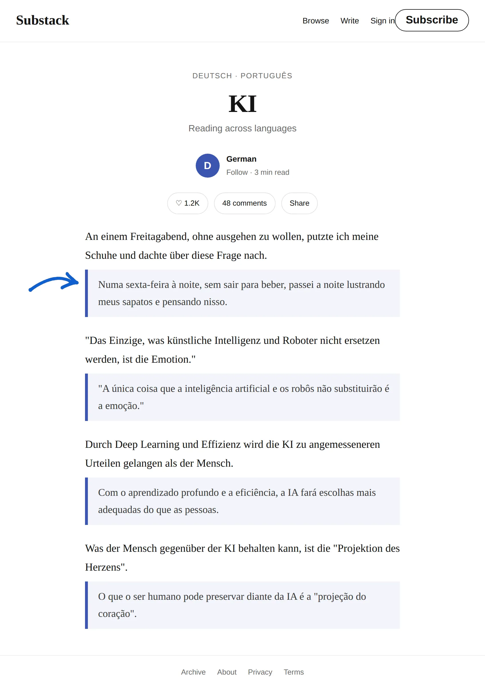 German newsletter translated to Portuguese with BothLang