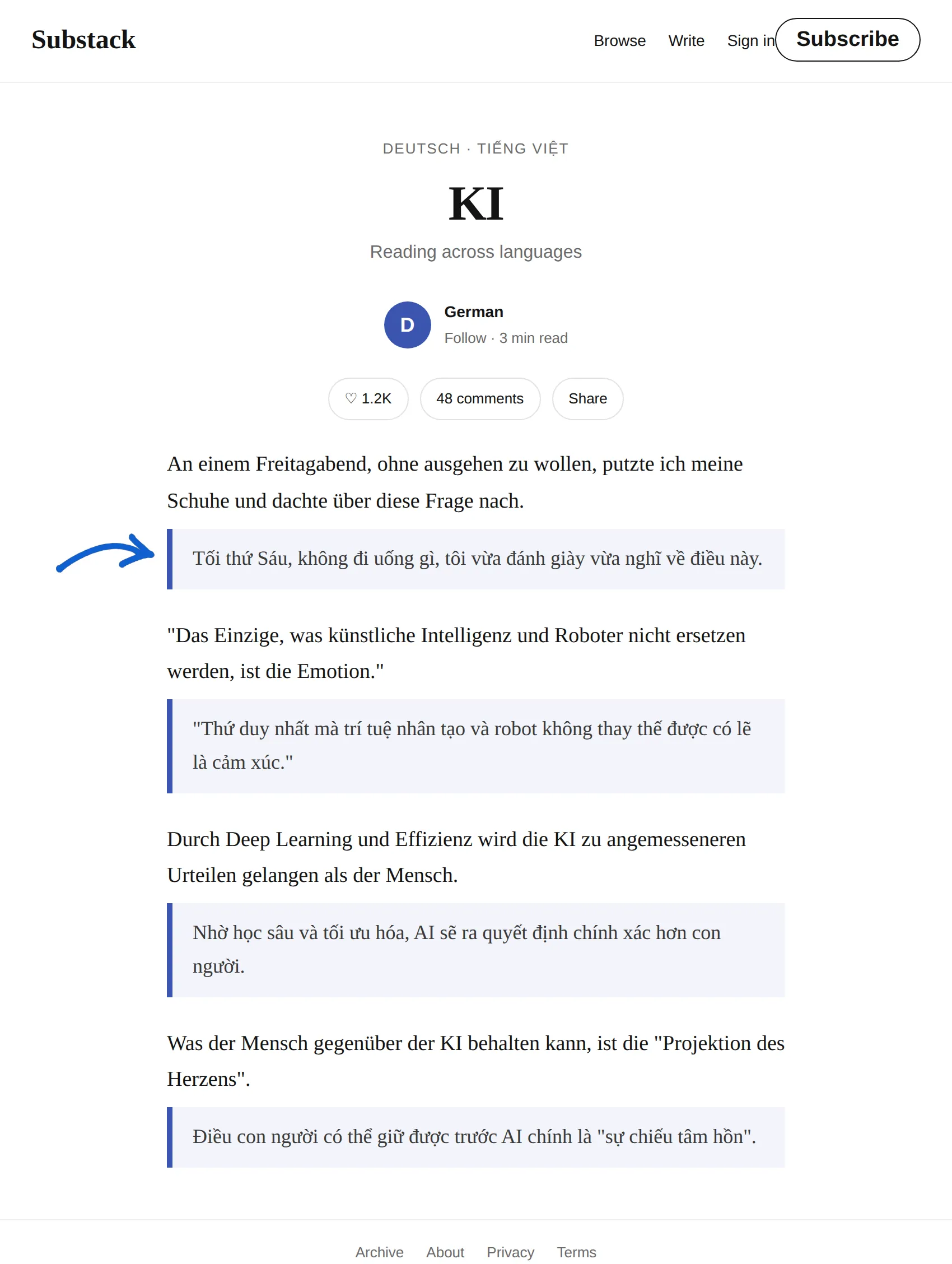 German newsletter translated to Vietnamese with BothLang