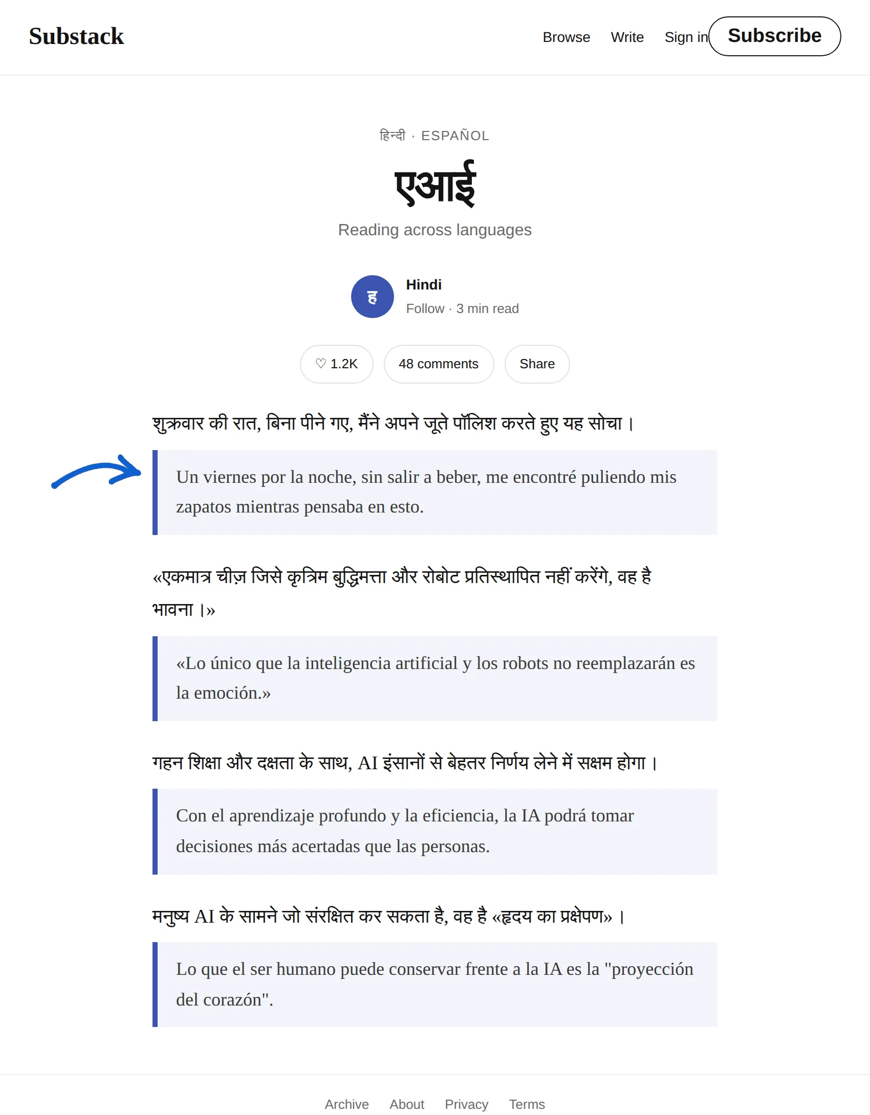 Hindi newsletter translated to Spanish with BothLang