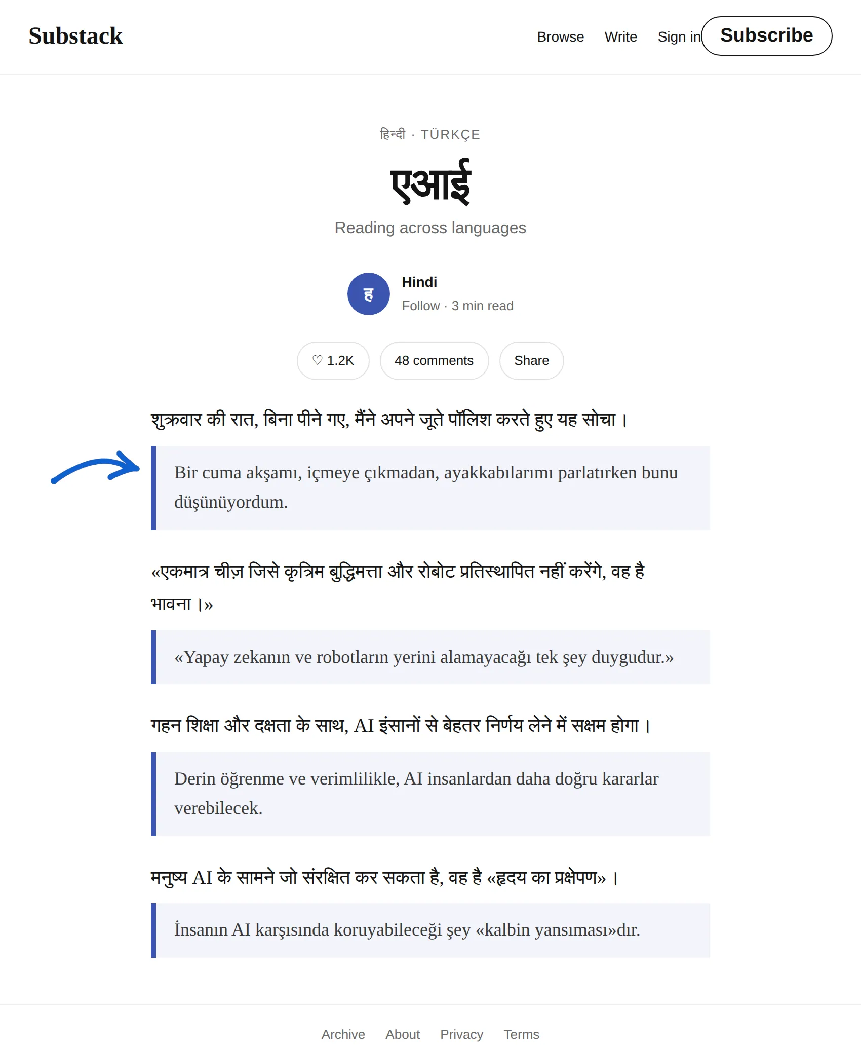 Hindi newsletter translated to Turkish with BothLang