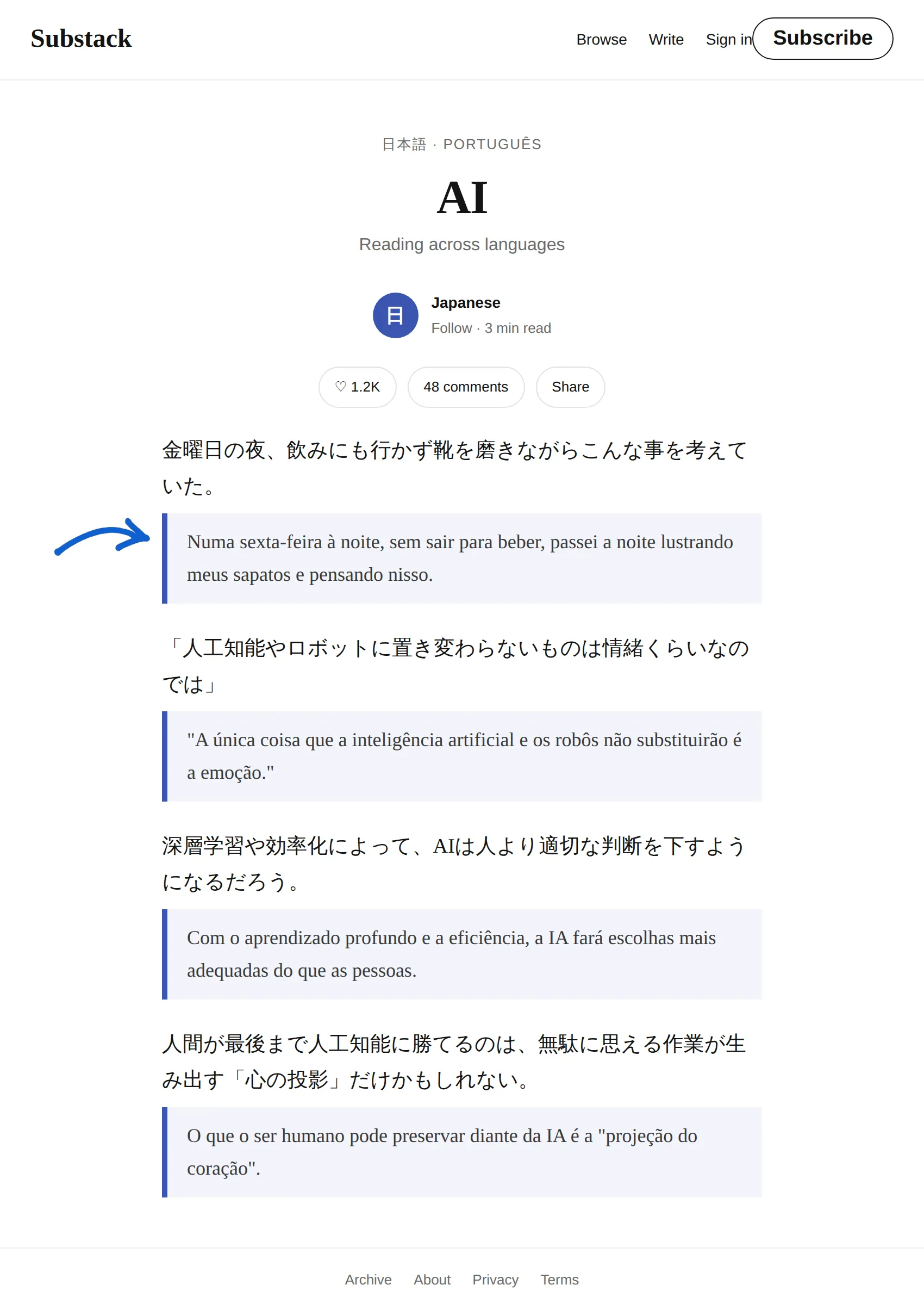 Japanese newsletter translated to Portuguese with BothLang