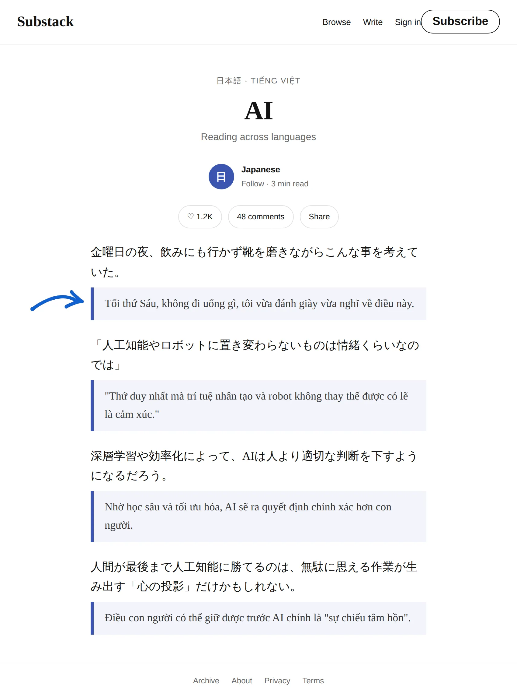 Japanese newsletter translated to Vietnamese with BothLang