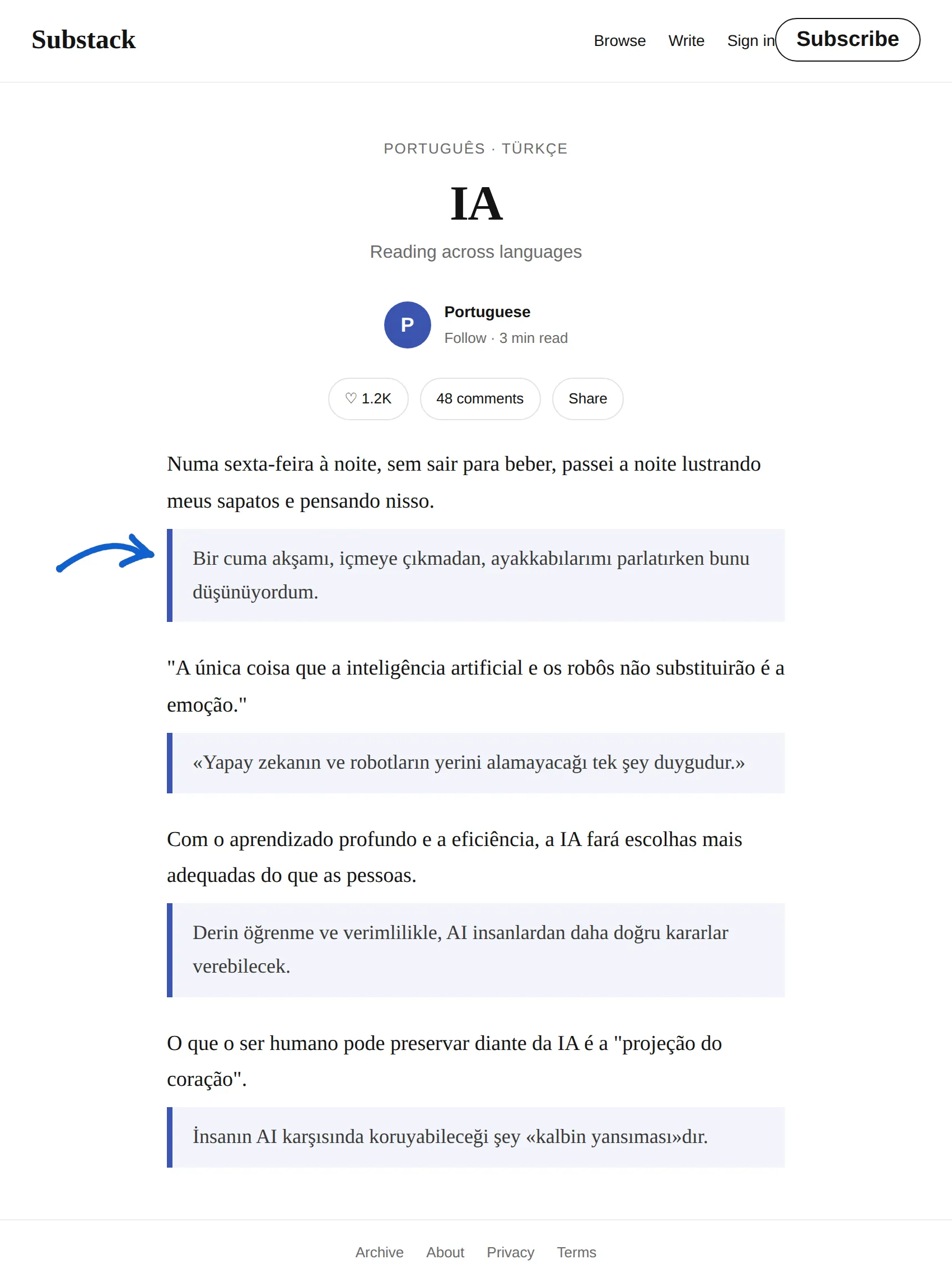 Portuguese newsletter translated to Turkish with BothLang