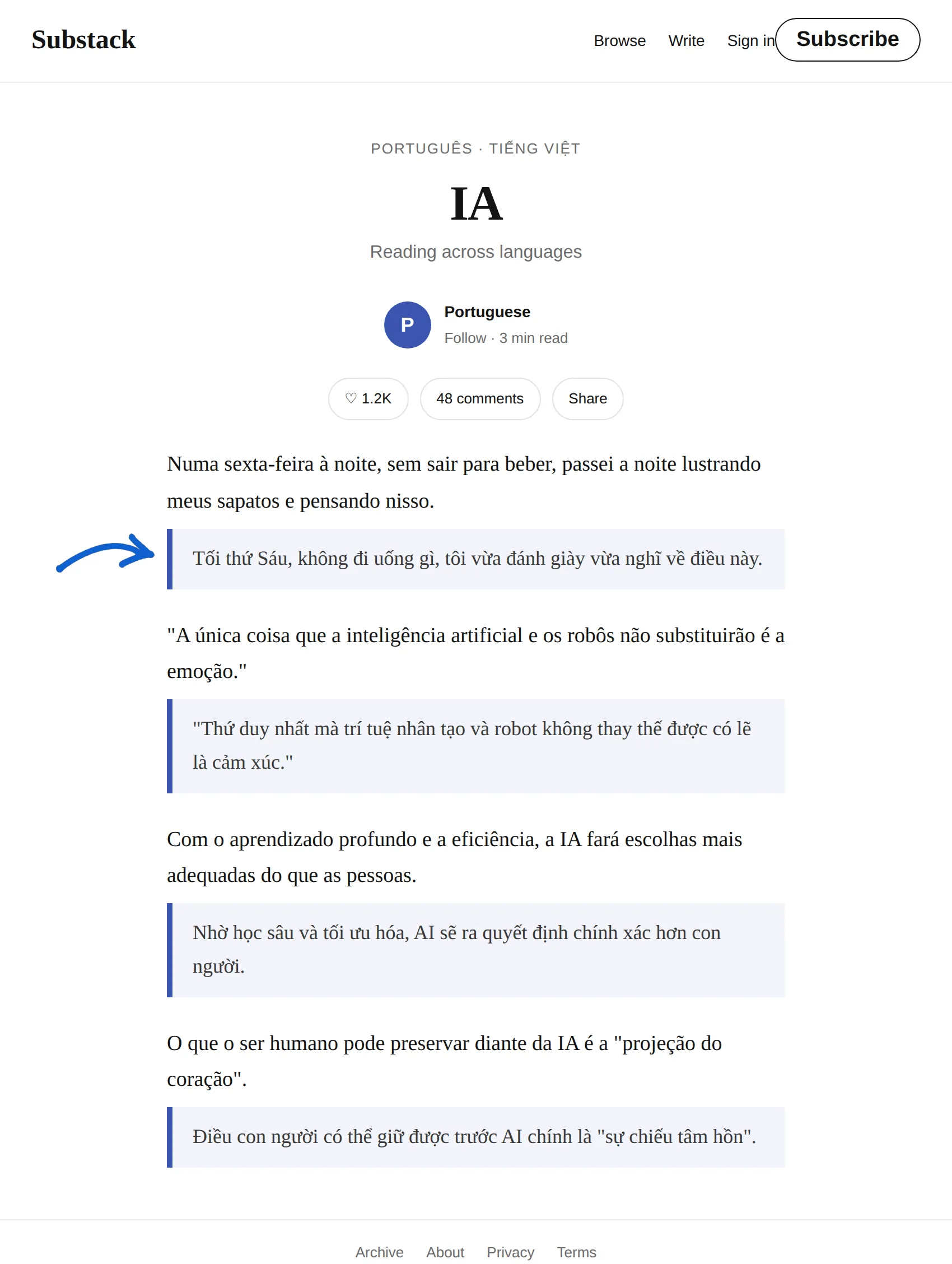 Portuguese newsletter translated to Vietnamese with BothLang
