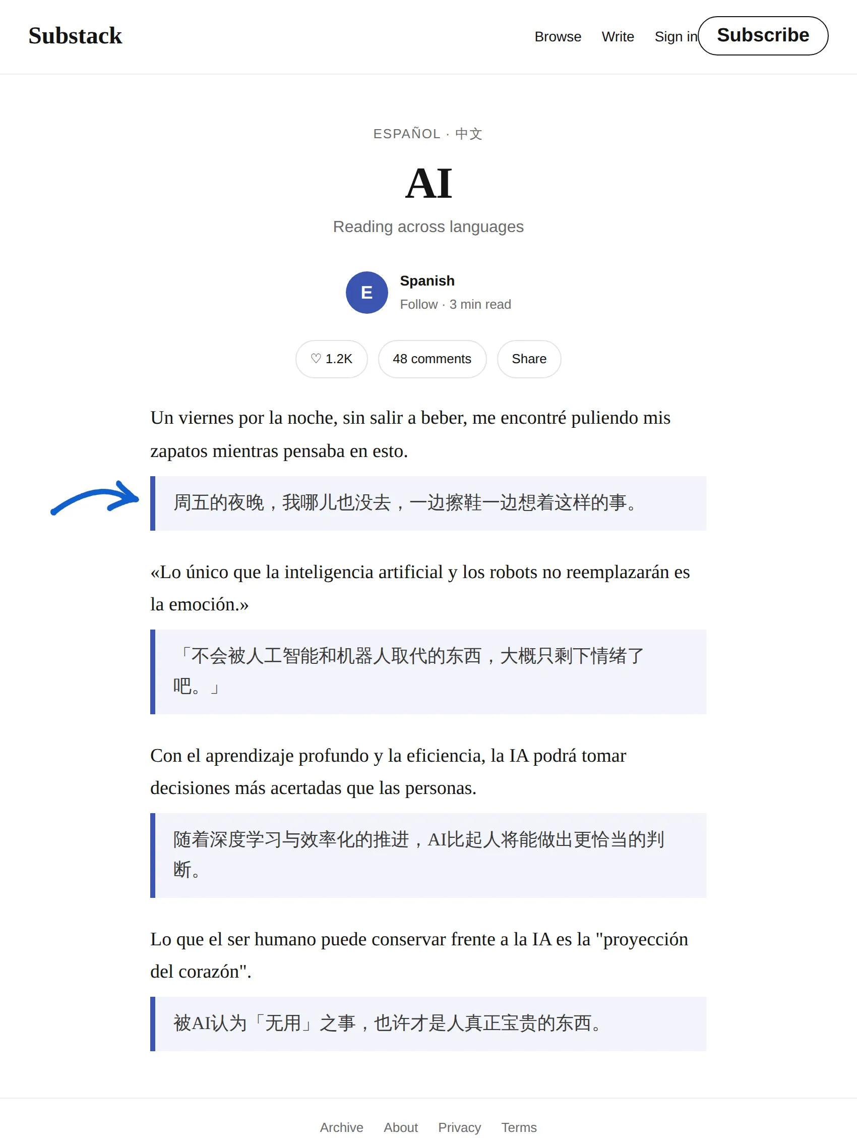 Spanish newsletter translated to Chinese with BothLang